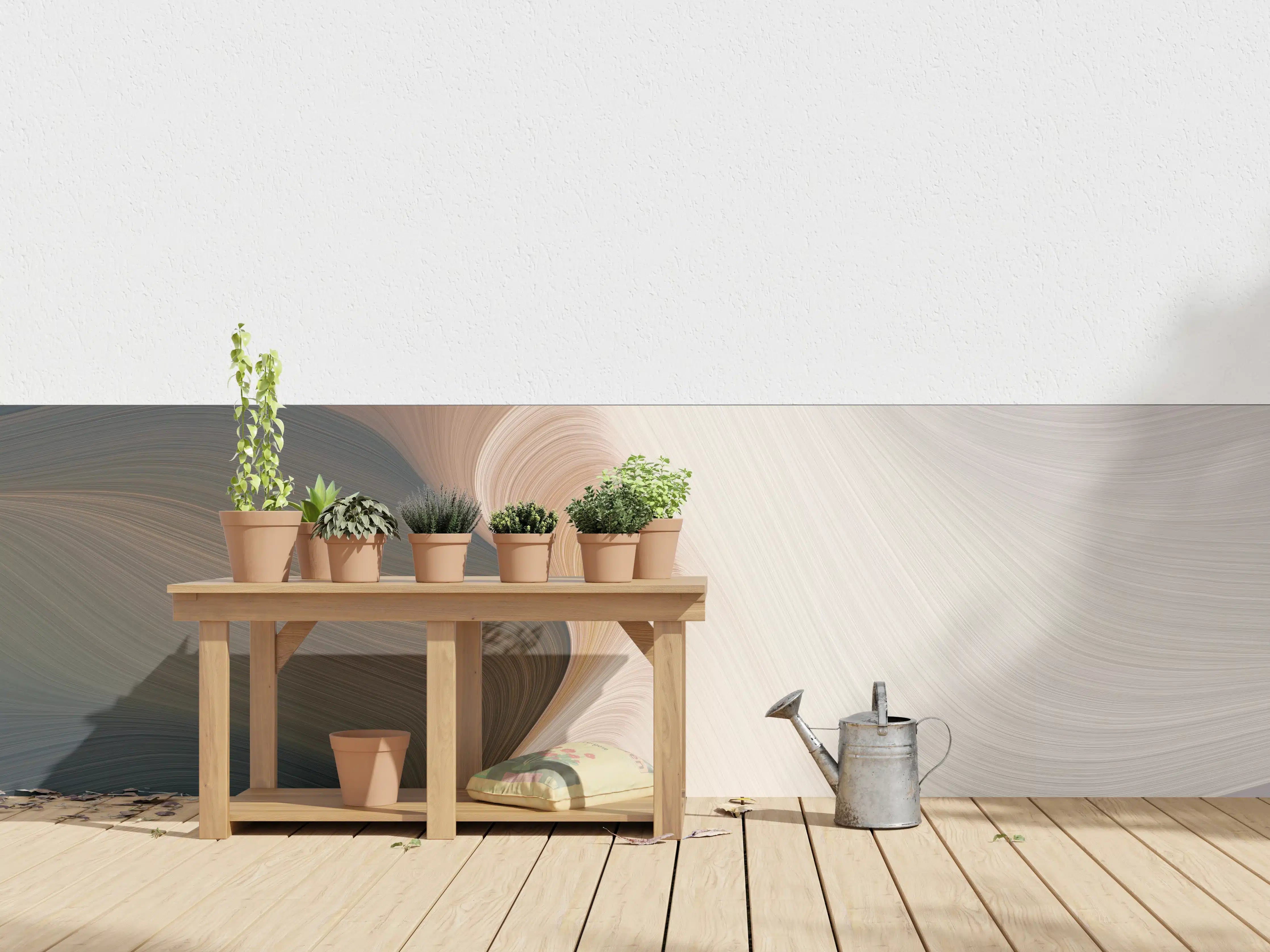 Wandverkleidung außen - Weiche Beige- und Brauntöne in abstrakter Struktur