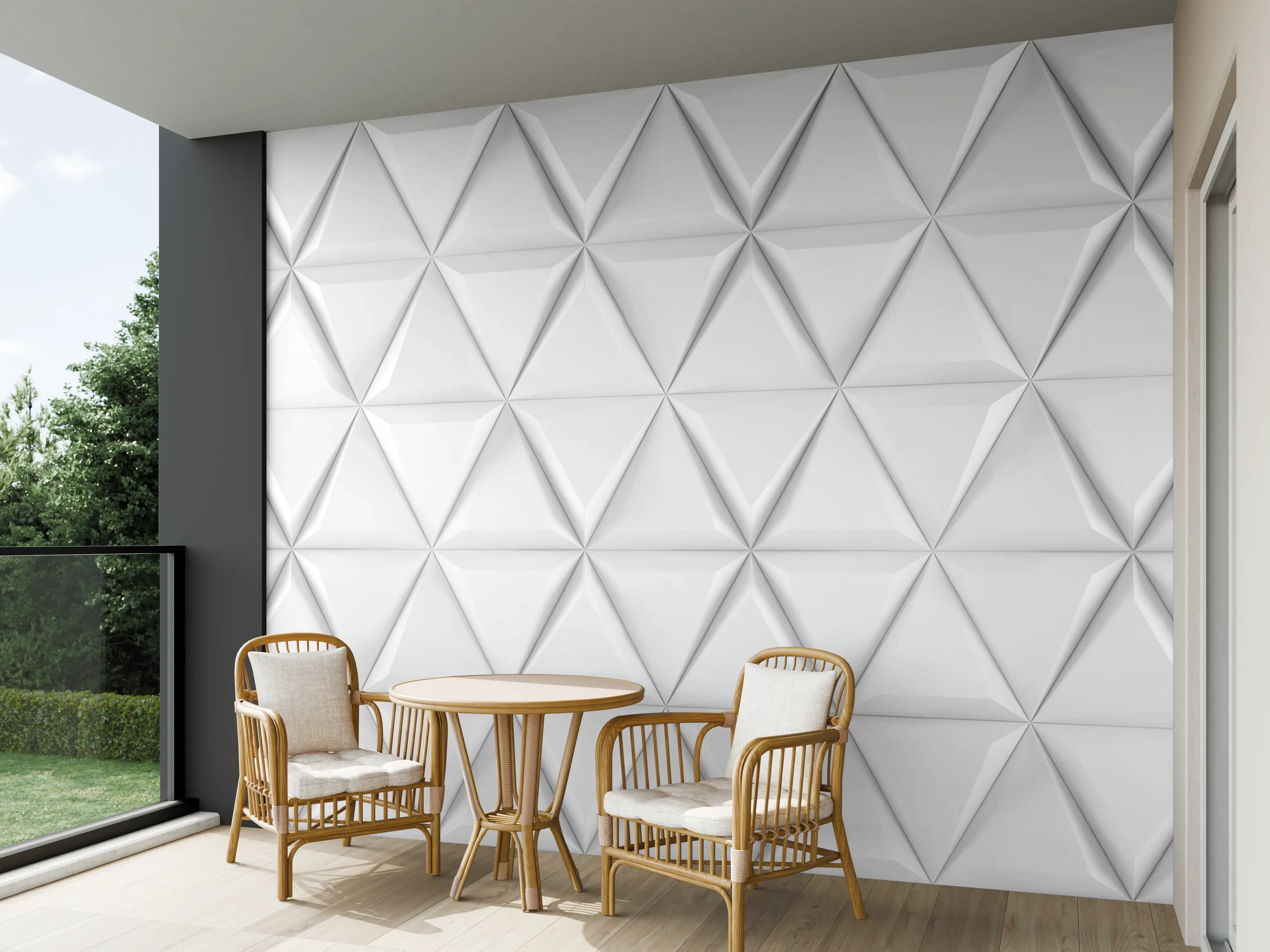 Wandverkleidung außen - Weiß 3D Geometrische Textur