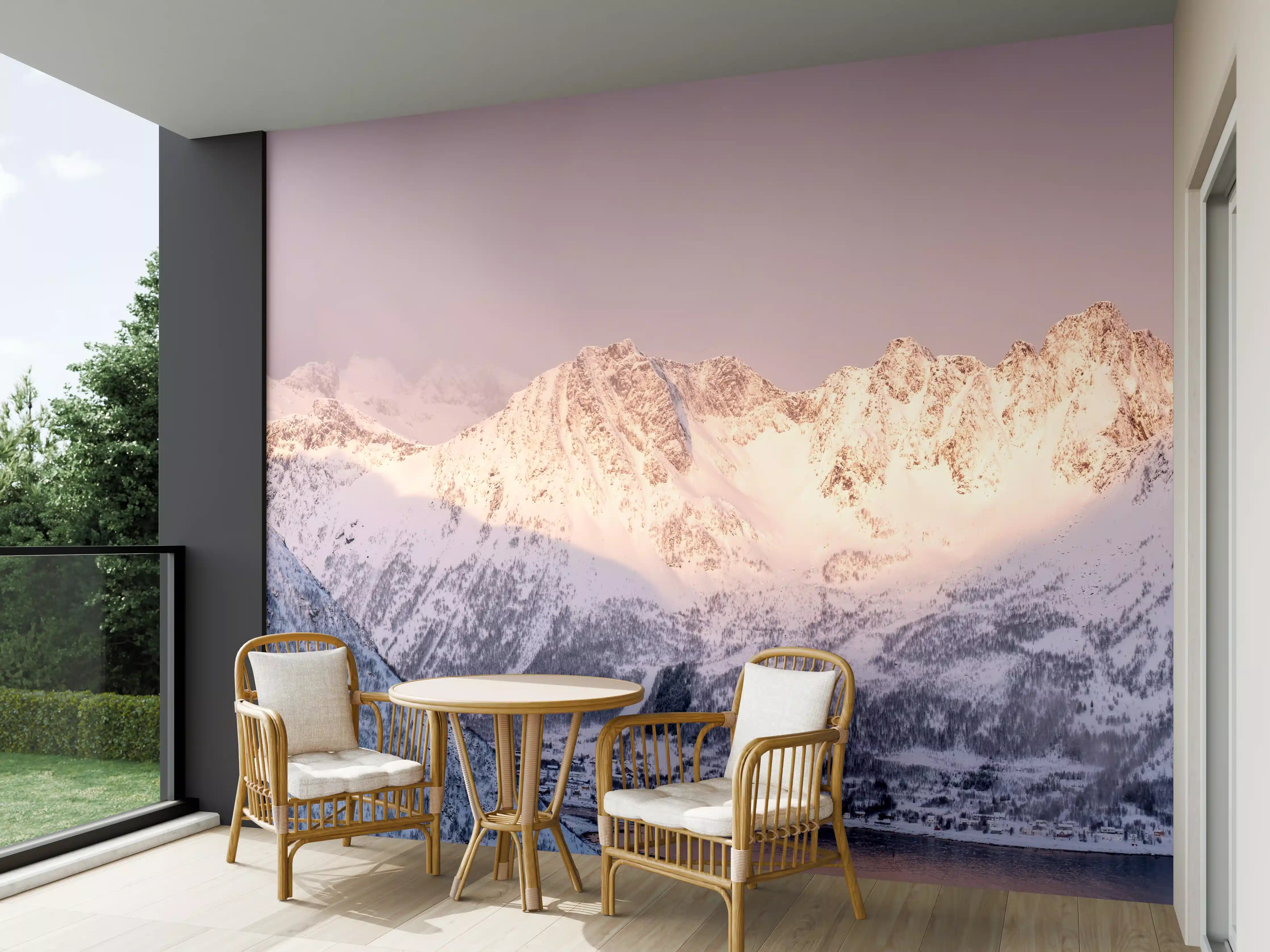 Wandverkleidung außen - Weiß-Grau-Blau Bergpanorama Norwegen