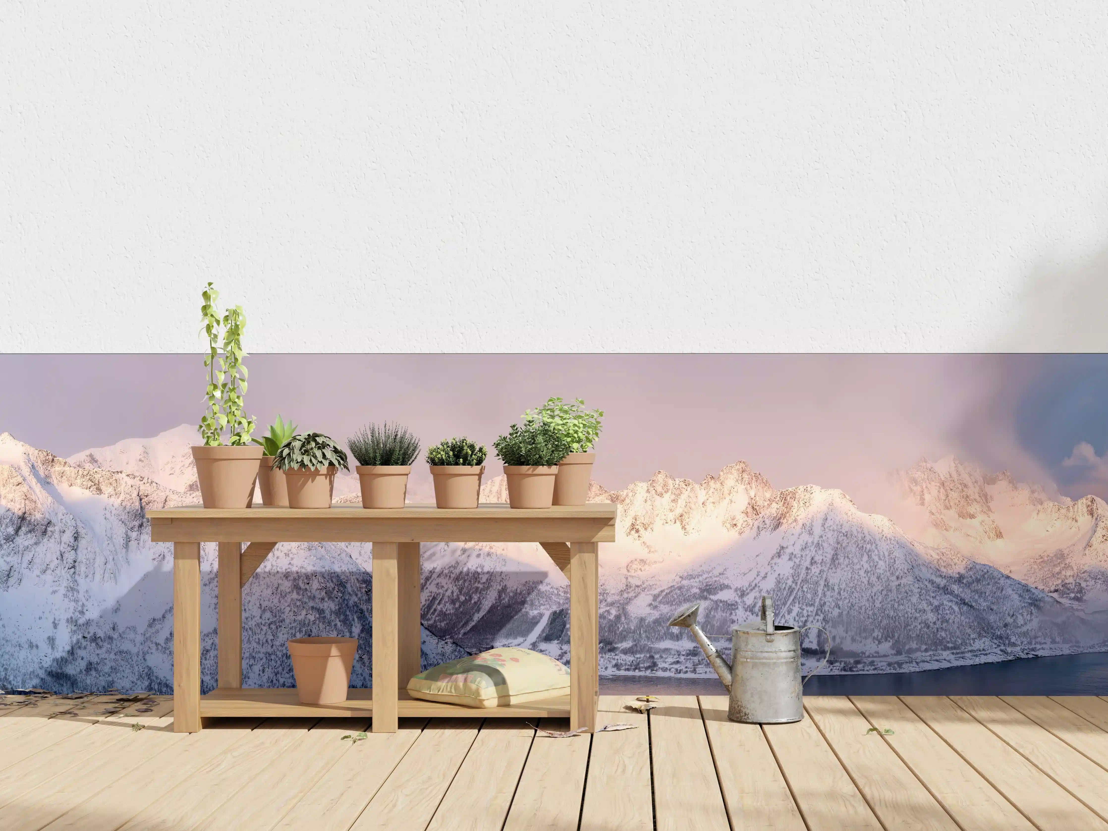 Wandverkleidung außen - Weiß-Grau-Blau Bergpanorama Norwegen