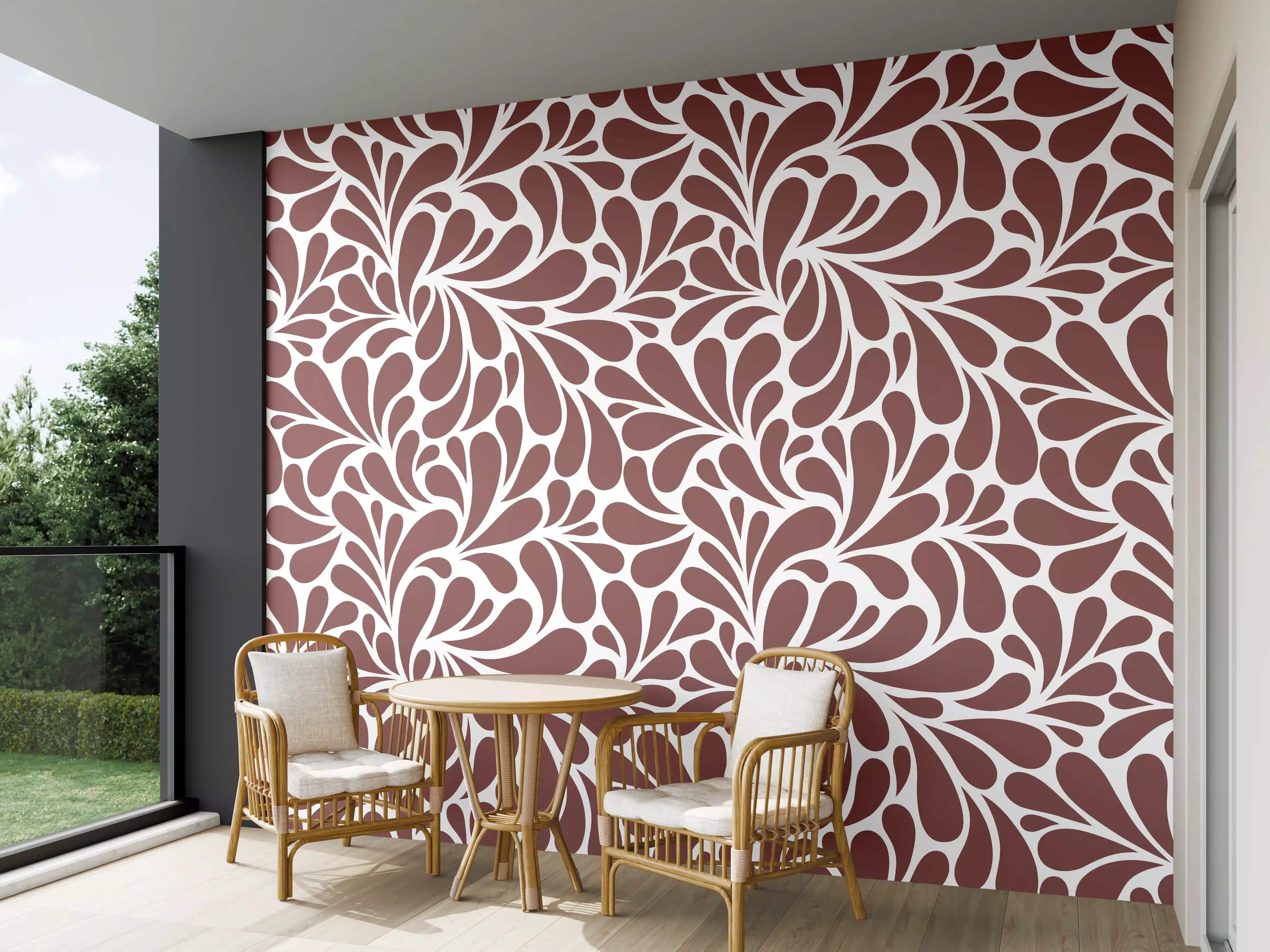 Wandverkleidung außen - Weiß-Grau-Motive mit floralem Design