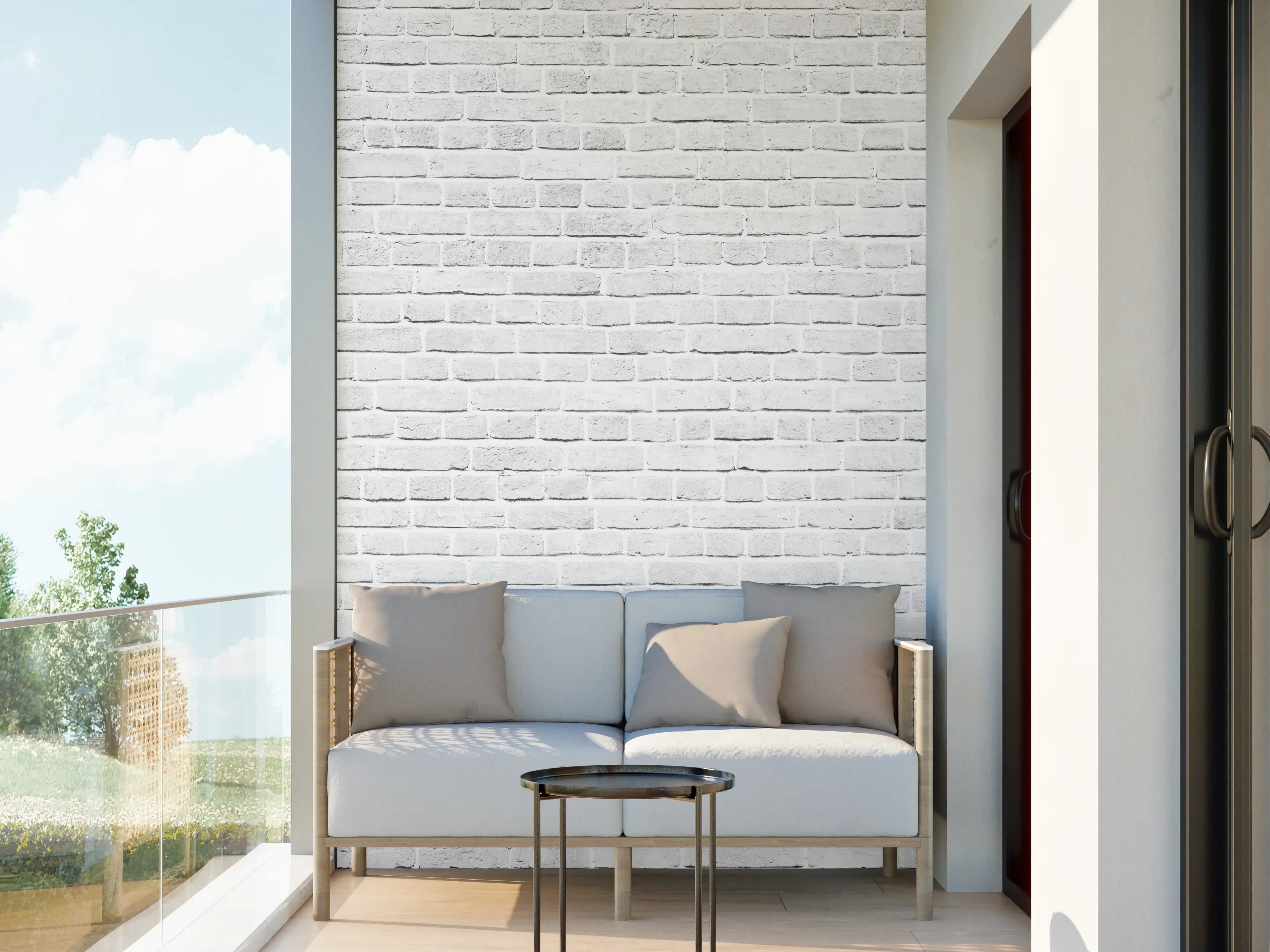 Wandverkleidung außen - Weiß-Graue Backsteinmauer