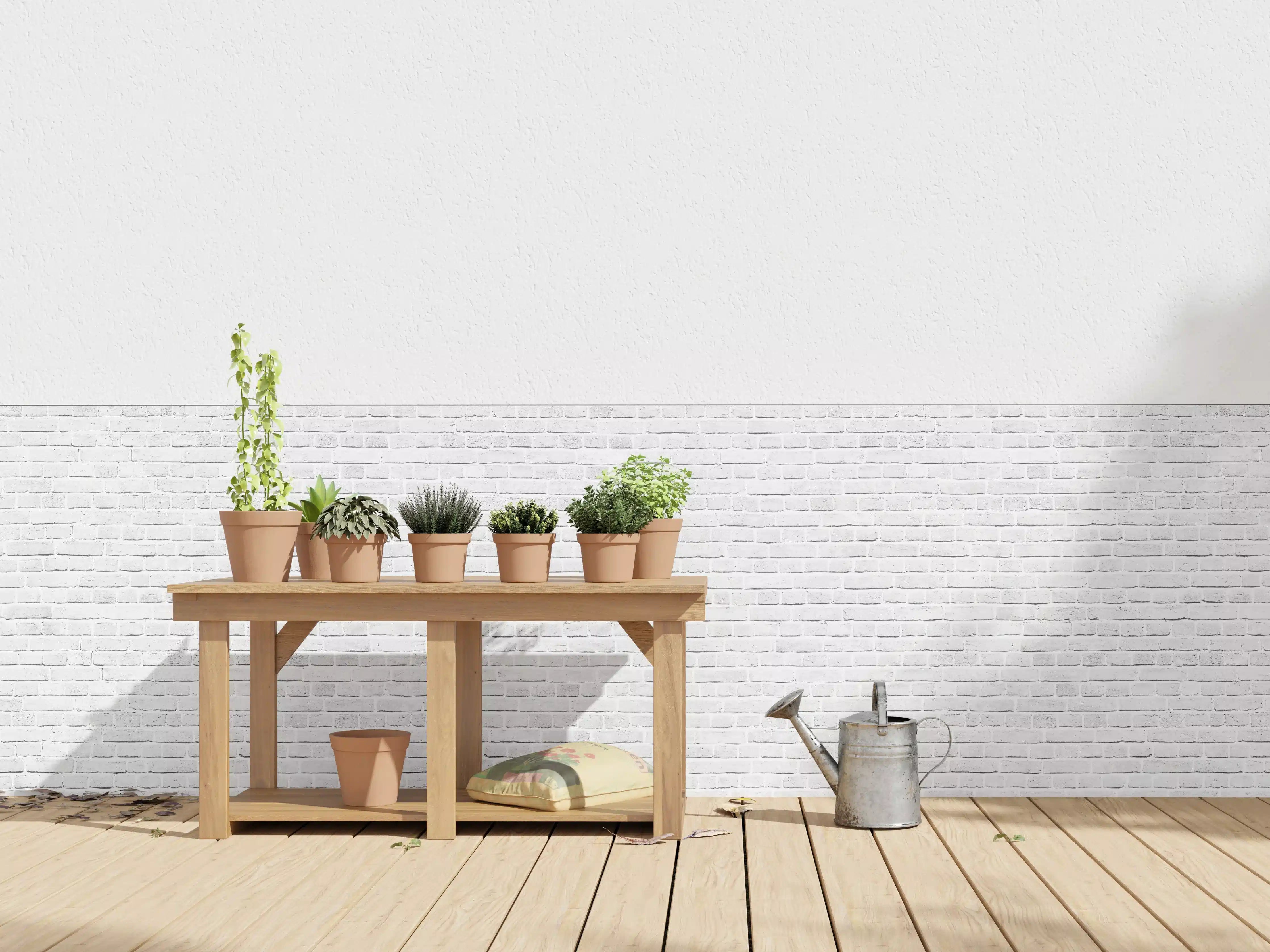 Wandverkleidung außen - Weiß-Graue Backsteinmauer