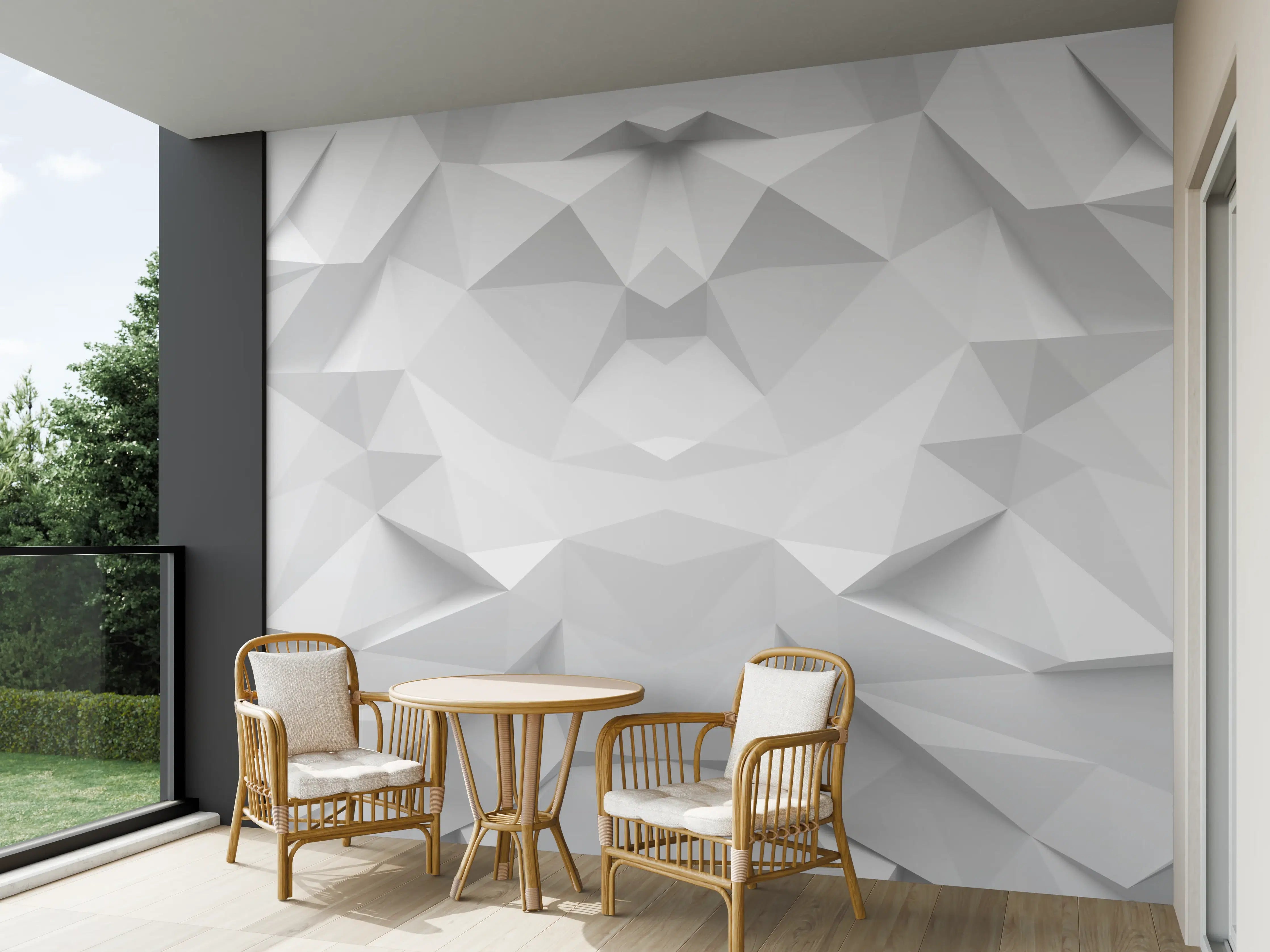 Wandverkleidung außen - Weiß-Graue Geometrie-Textur