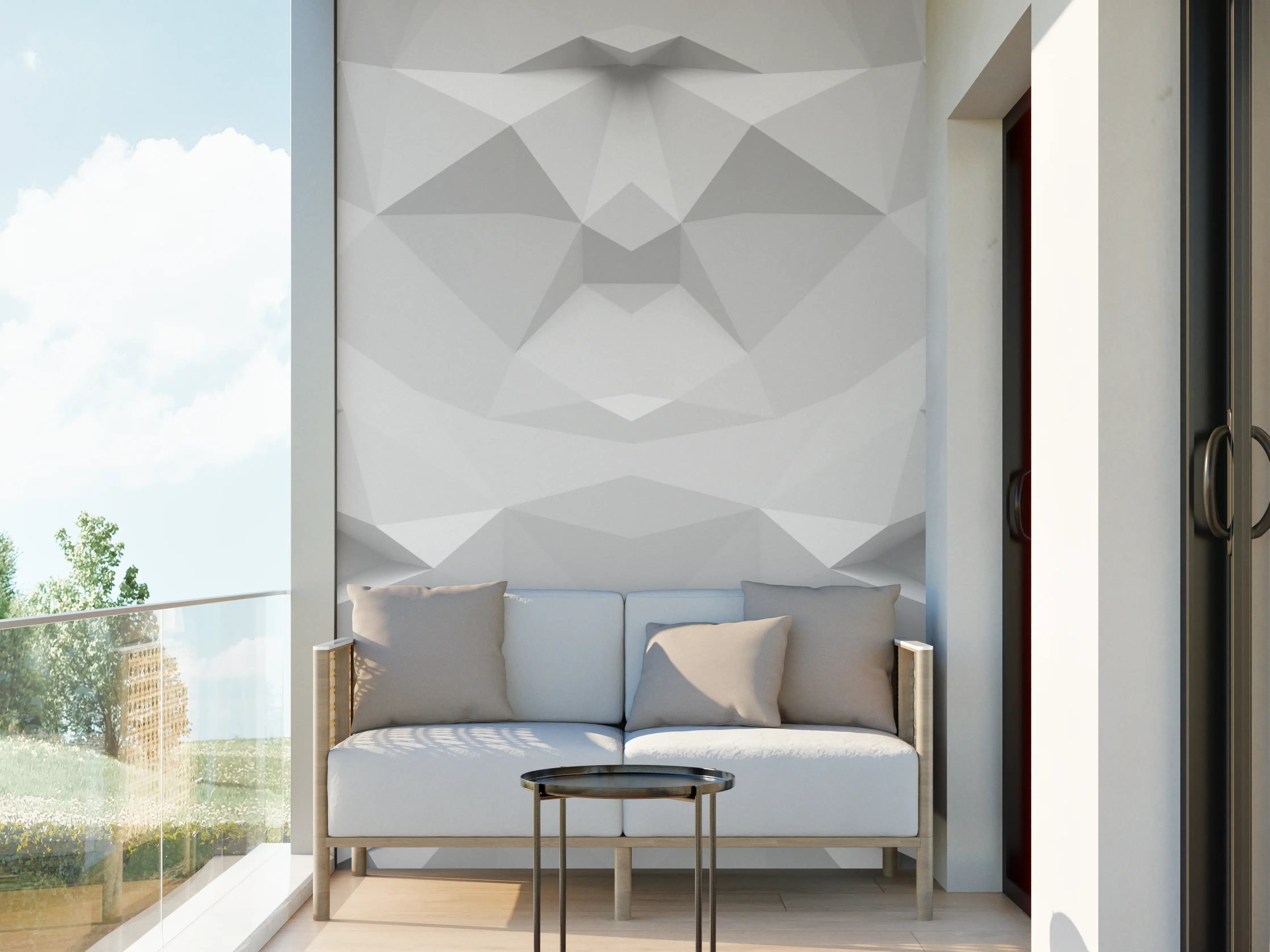 Wandverkleidung außen - Weiß-Graue Geometrie-Textur