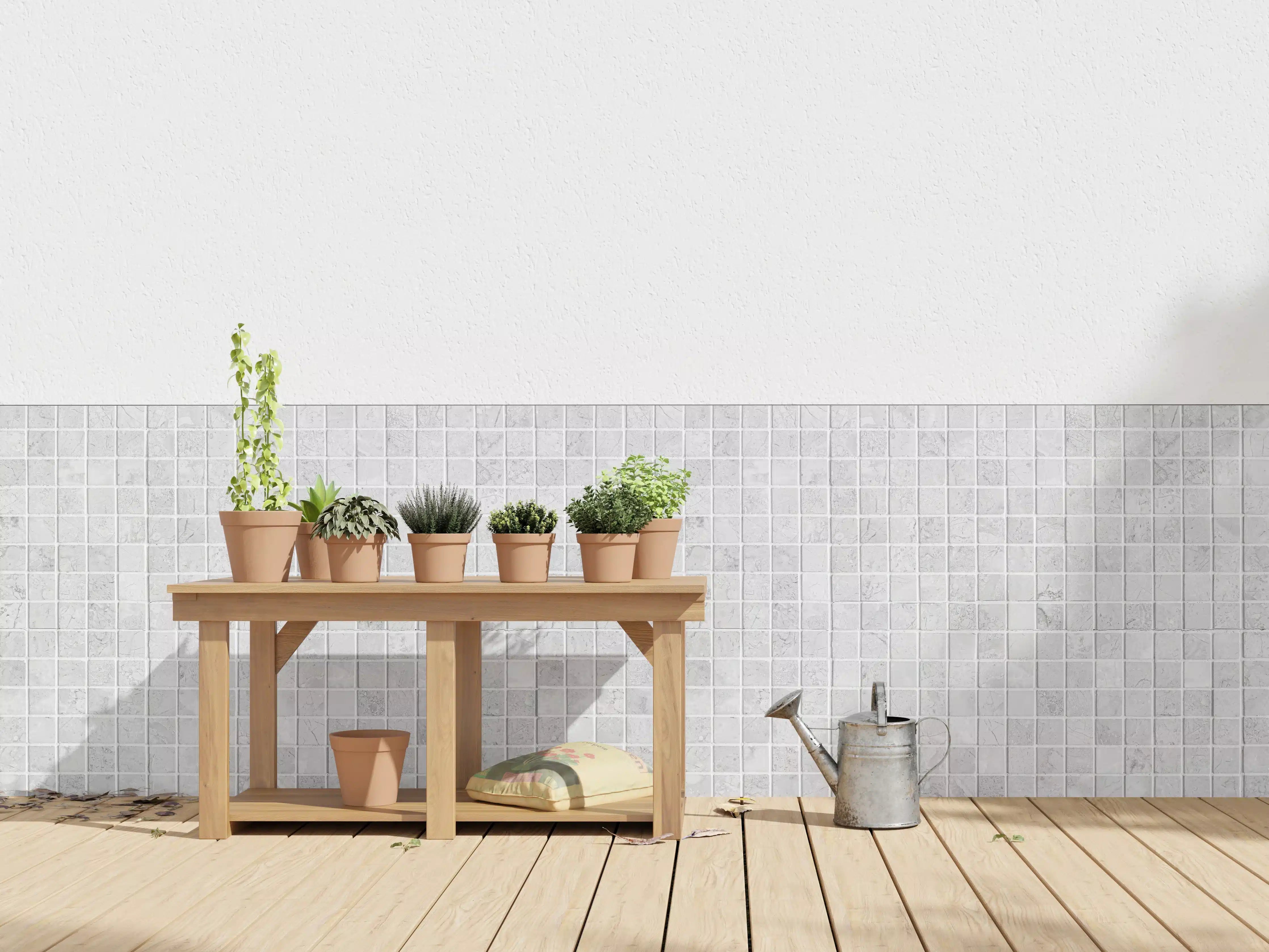 Wandverkleidung außen - Weiß-Graue Mosaikfliesen Textur