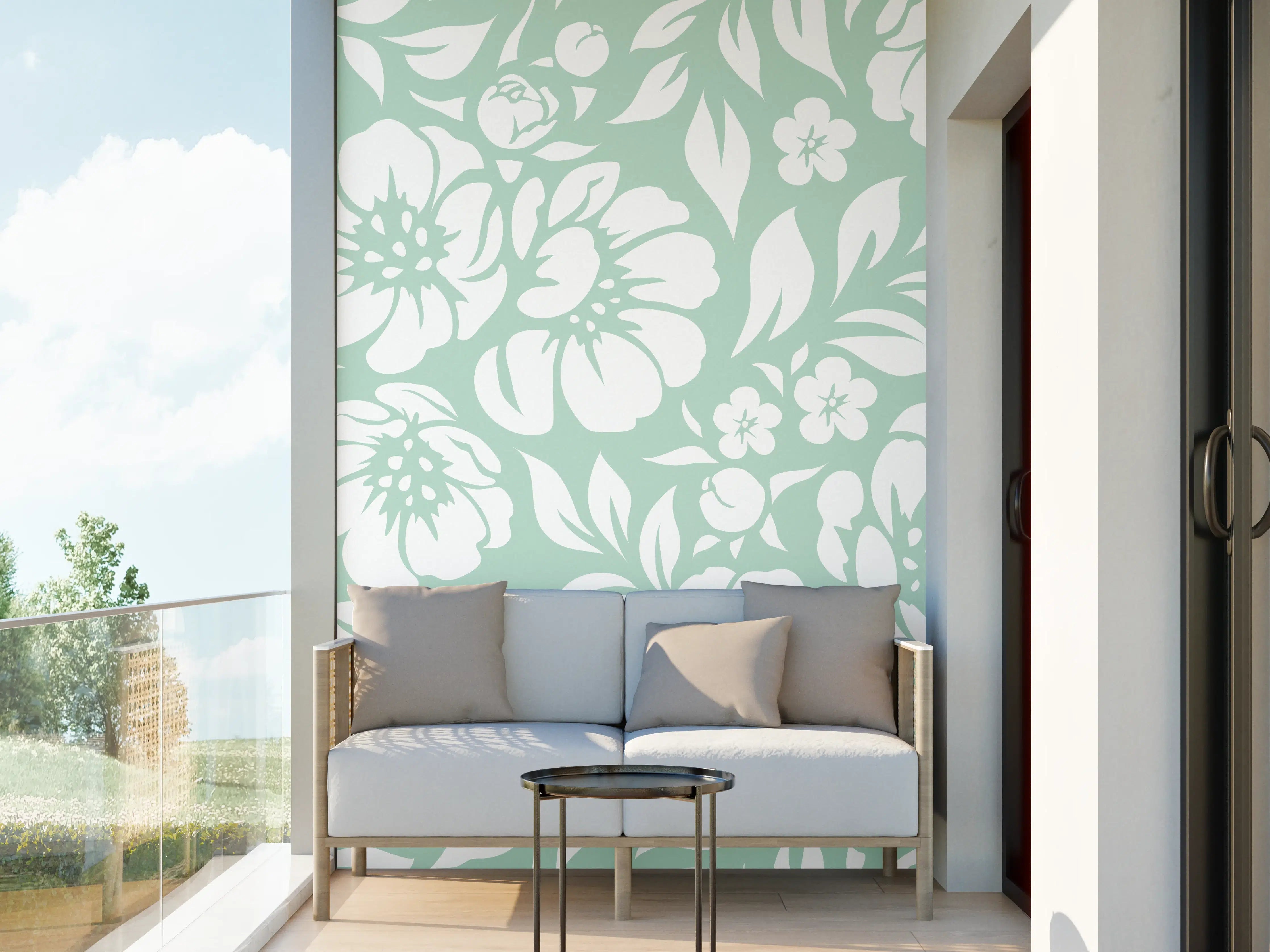 Wandverkleidung außen - Weiß-Graue florale Muster für elegante Räume