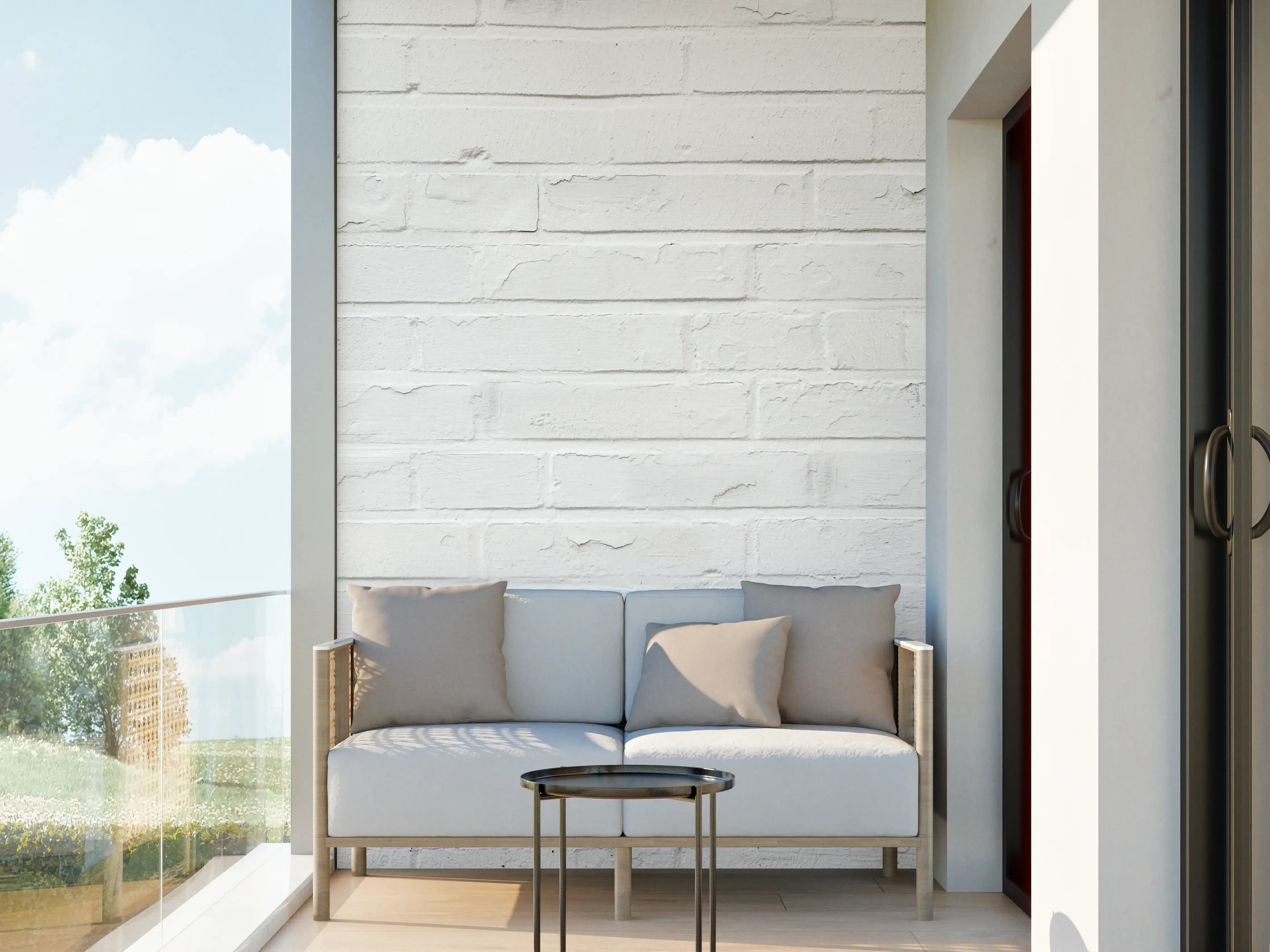 Wandverkleidung außen - Weiß bemalte Steinmauer