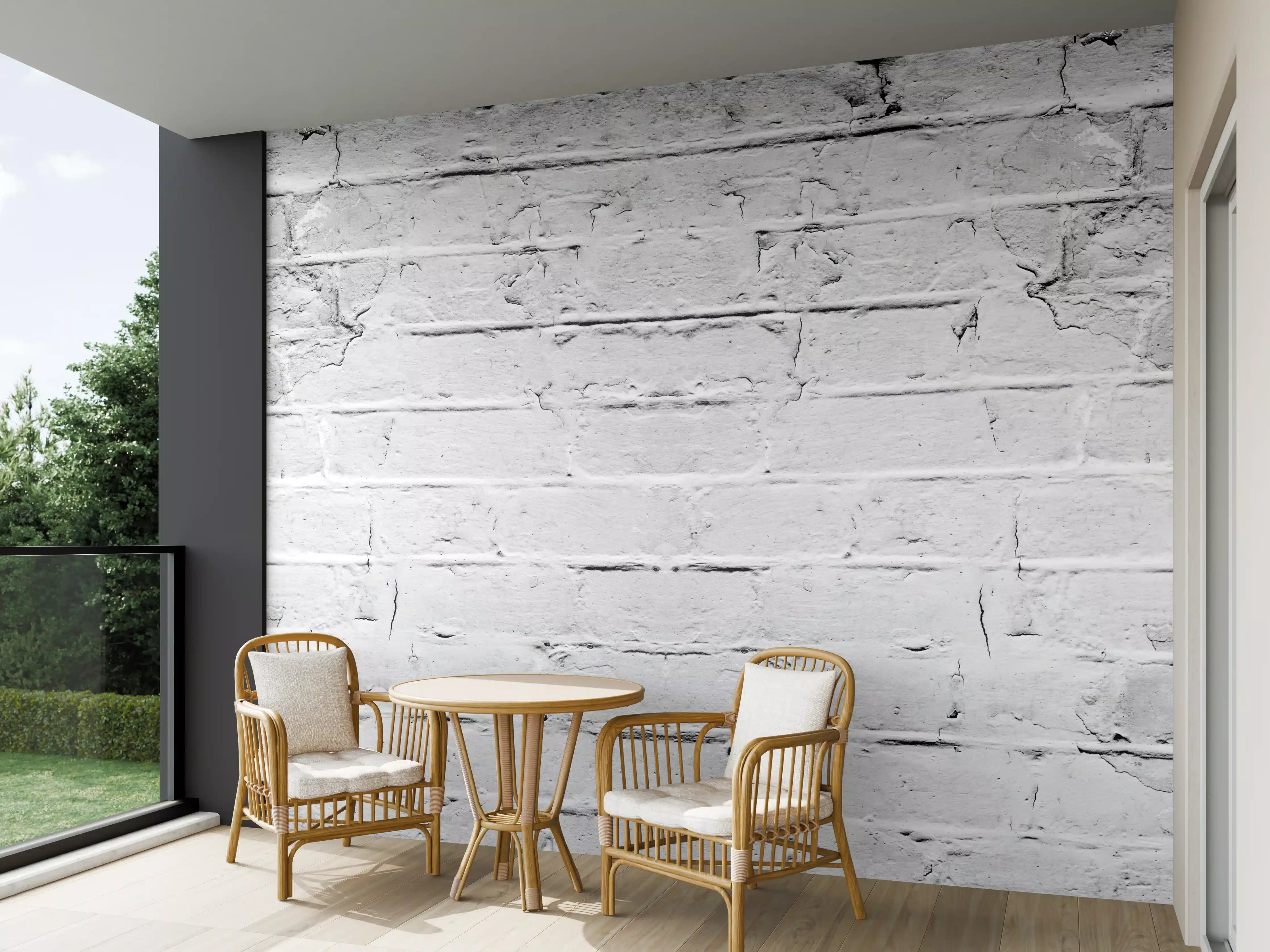 Wandverkleidung außen - Weiß grau beschädigte Backstein Wand