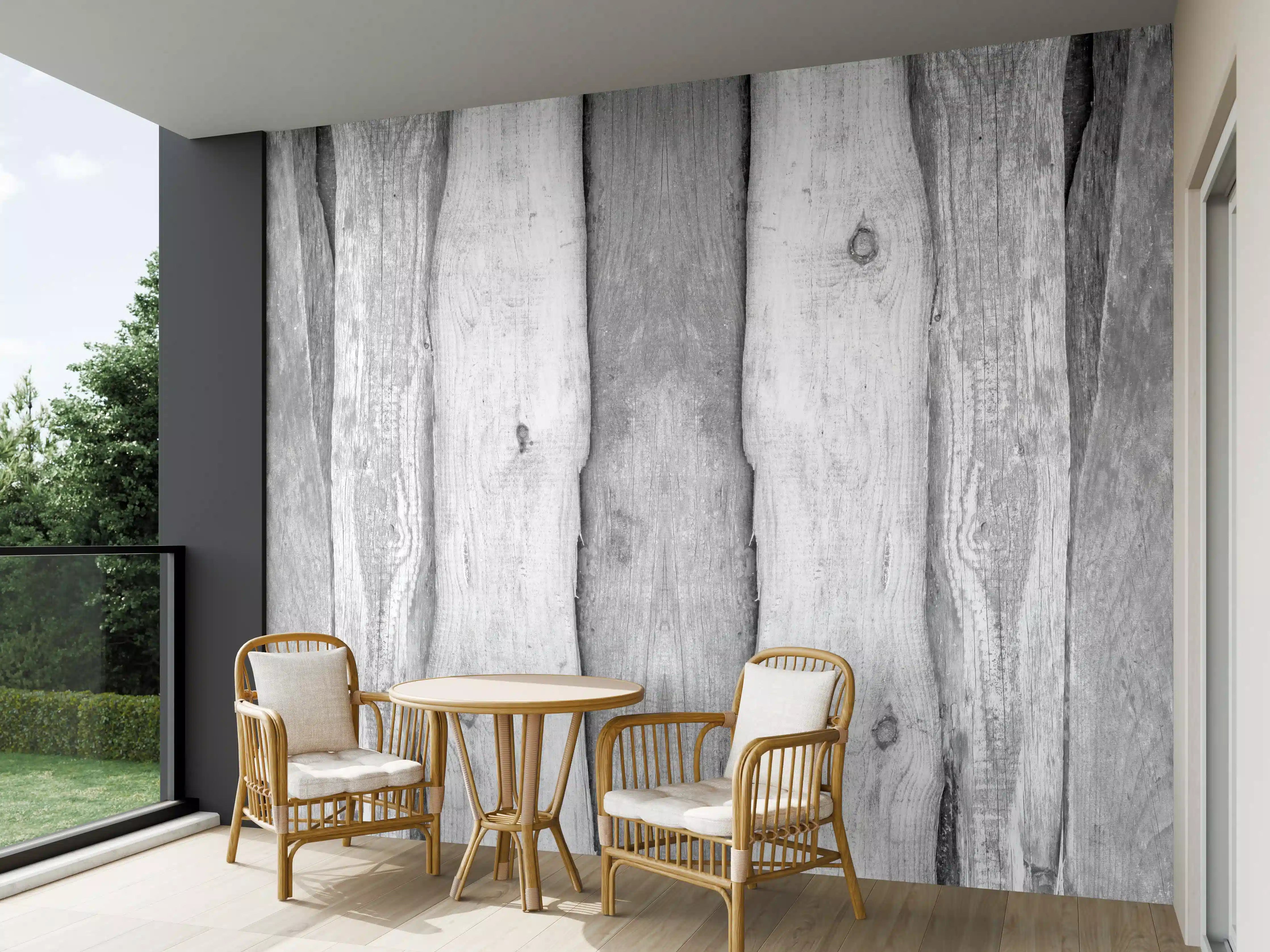 Wandverkleidung außen - Weiß grau gestrichene Holzstruktur