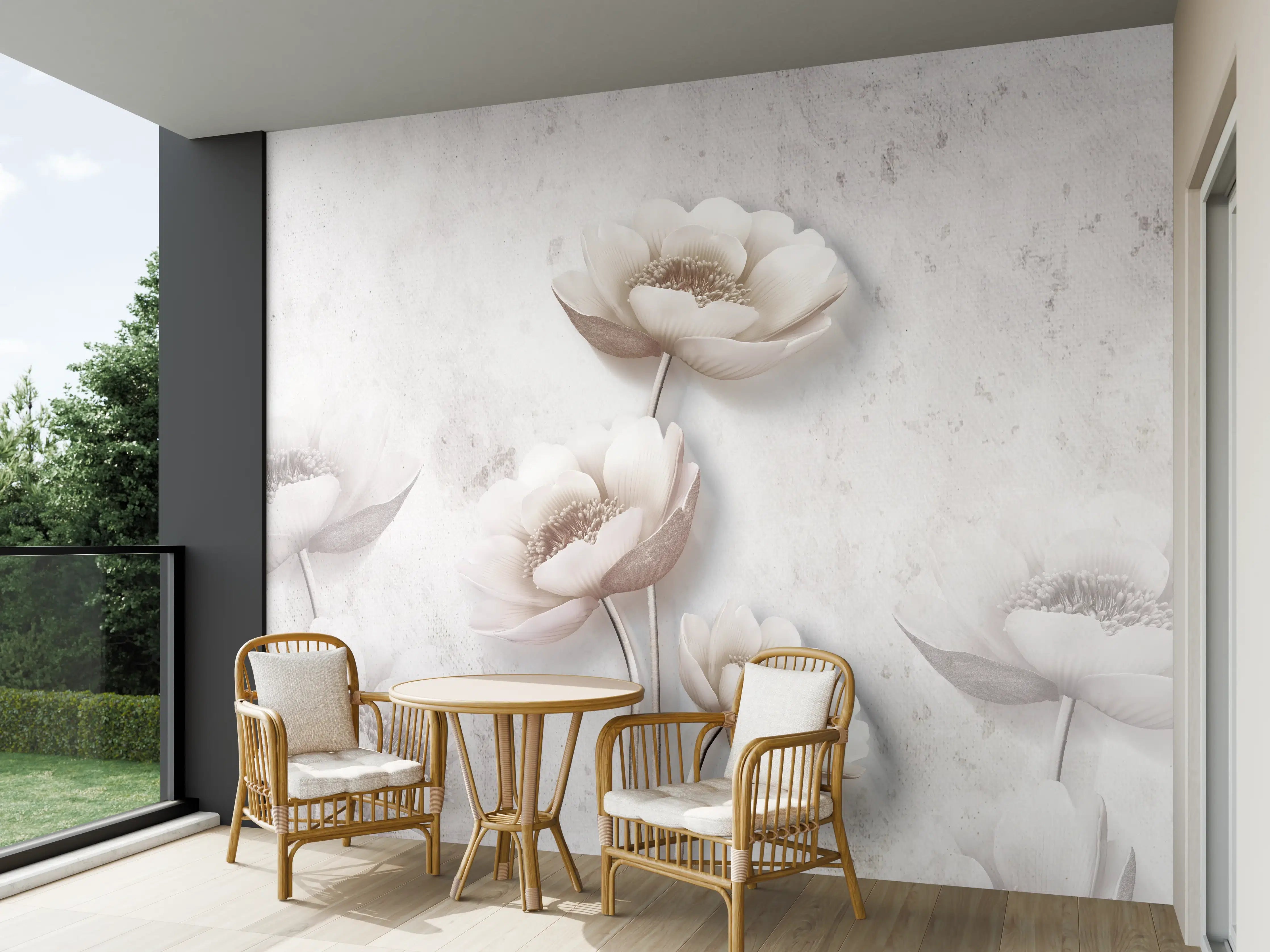 Wandverkleidung außen - Weiße Blume Retrostil