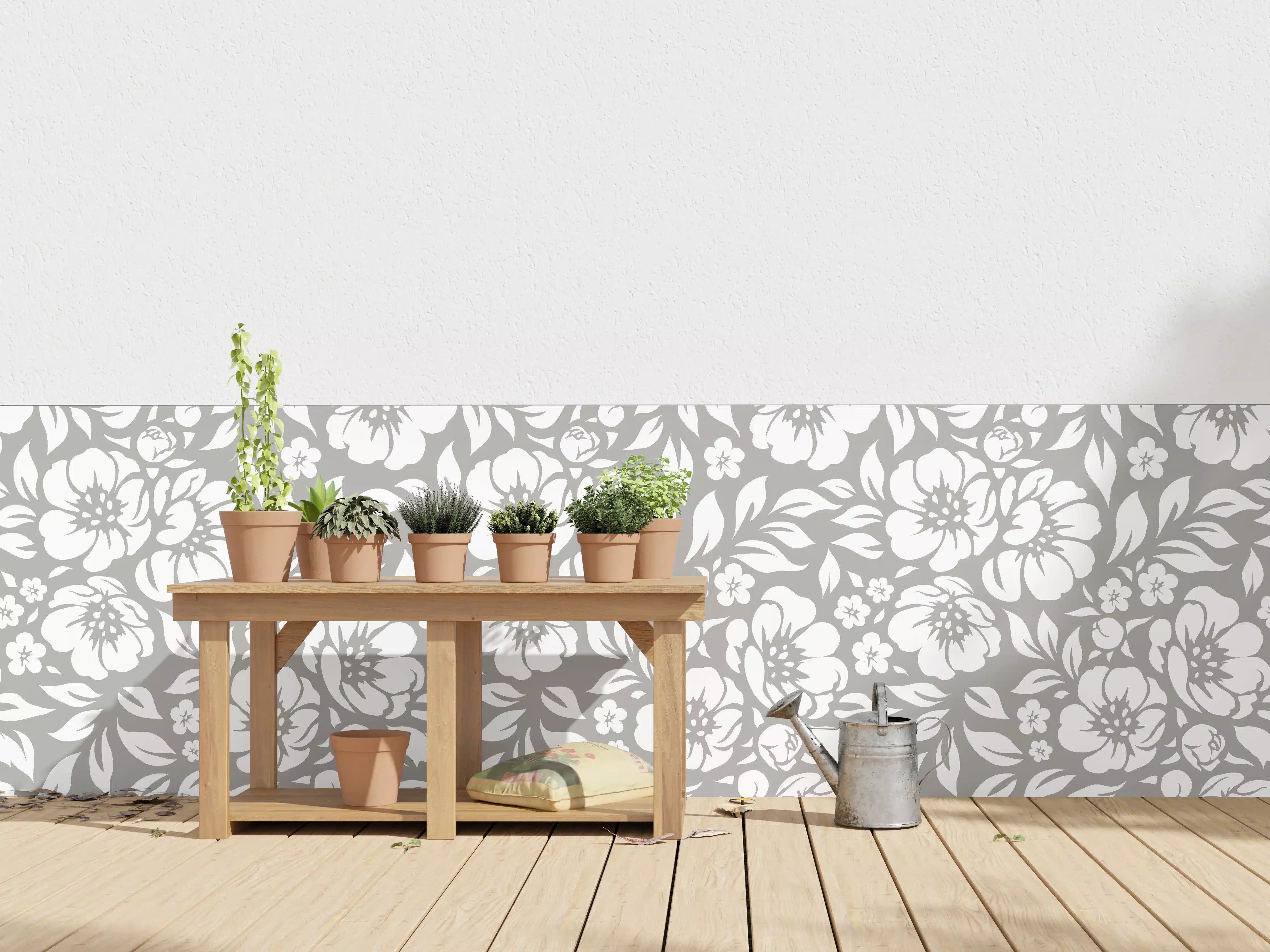 Wandverkleidung außen - Weiße Blumenmuster-Fliese
