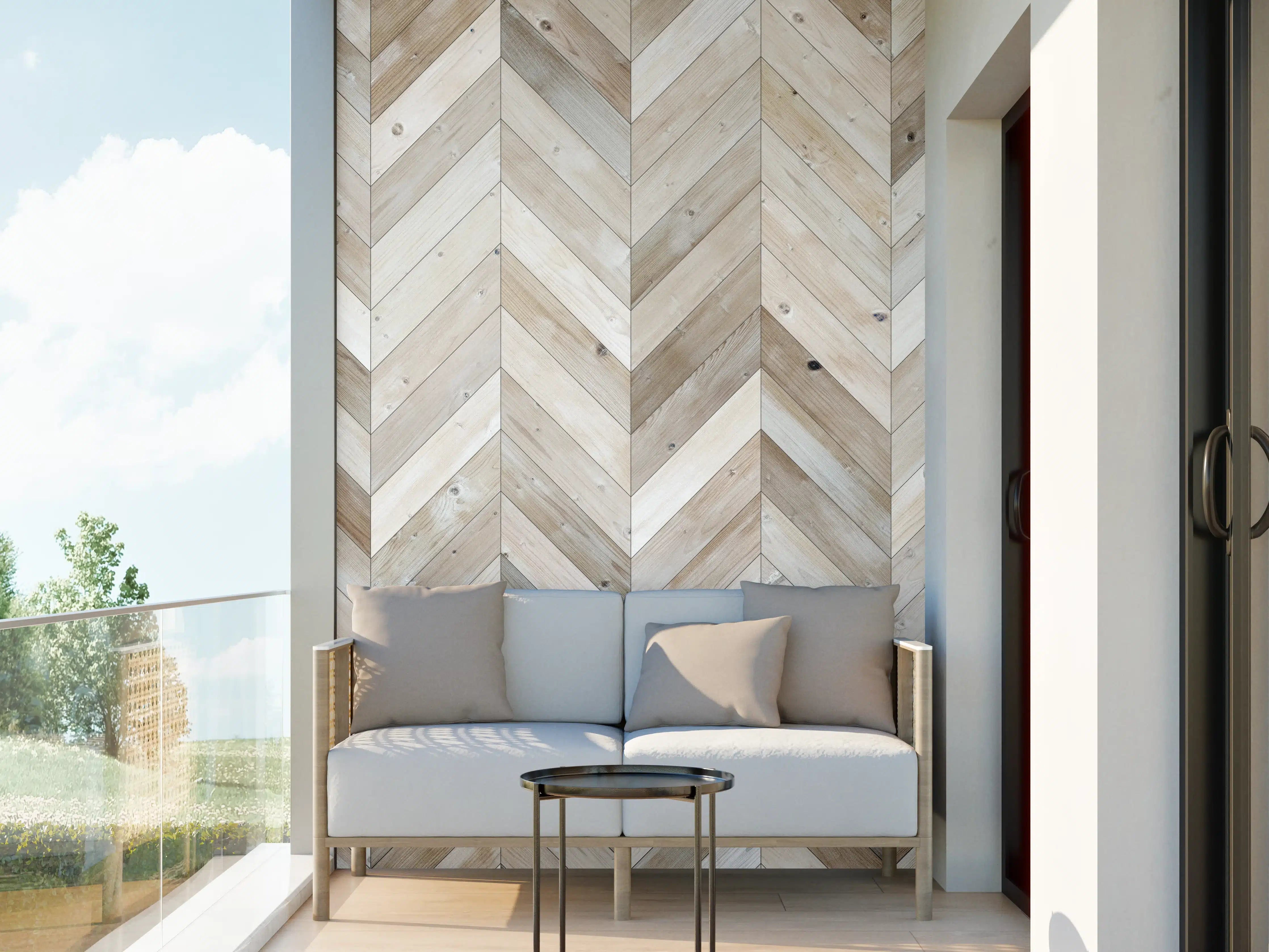Wandverkleidung außen - Weiße Chevron Textur