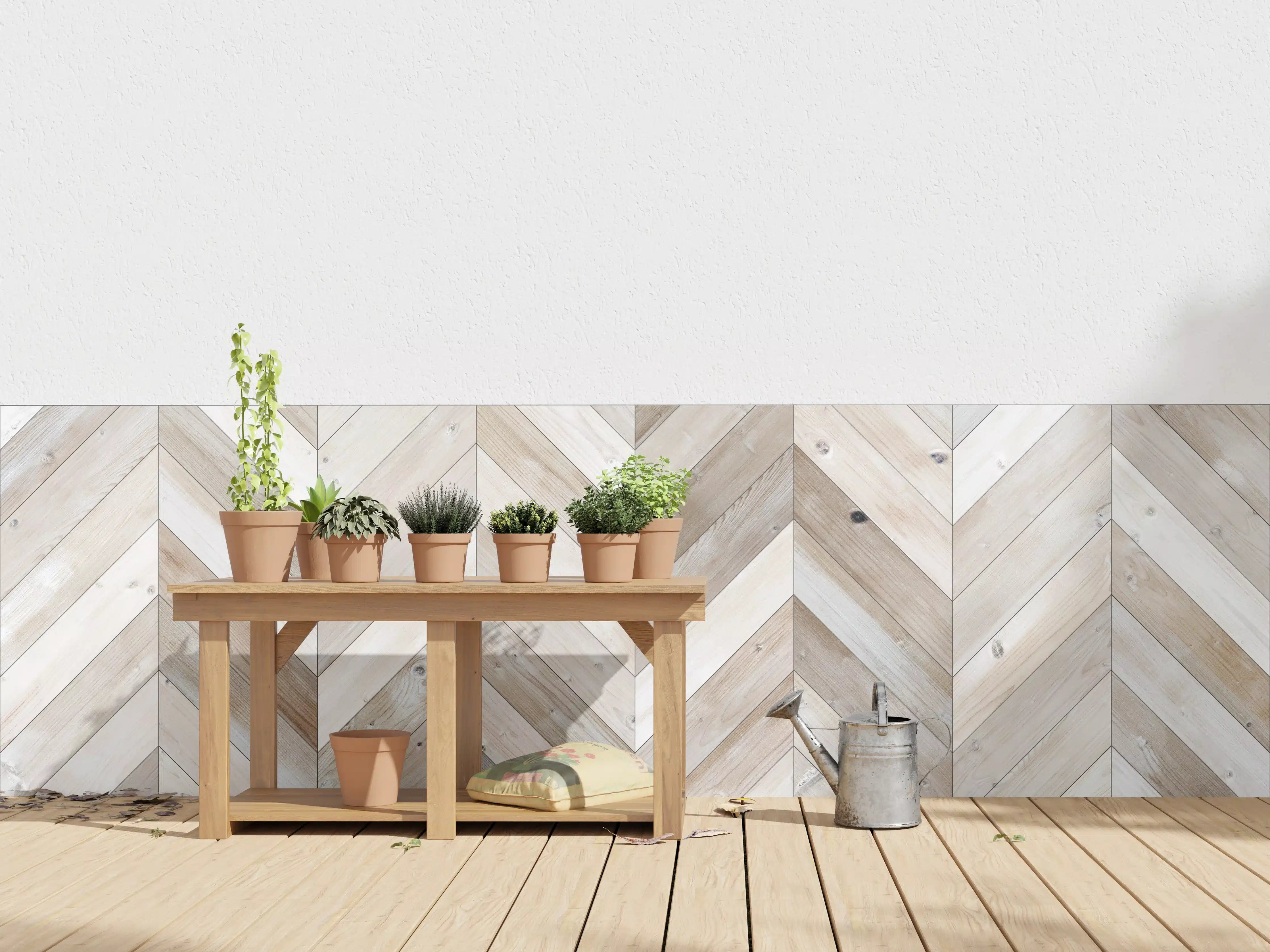 Wandverkleidung außen - Weiße Chevron Textur