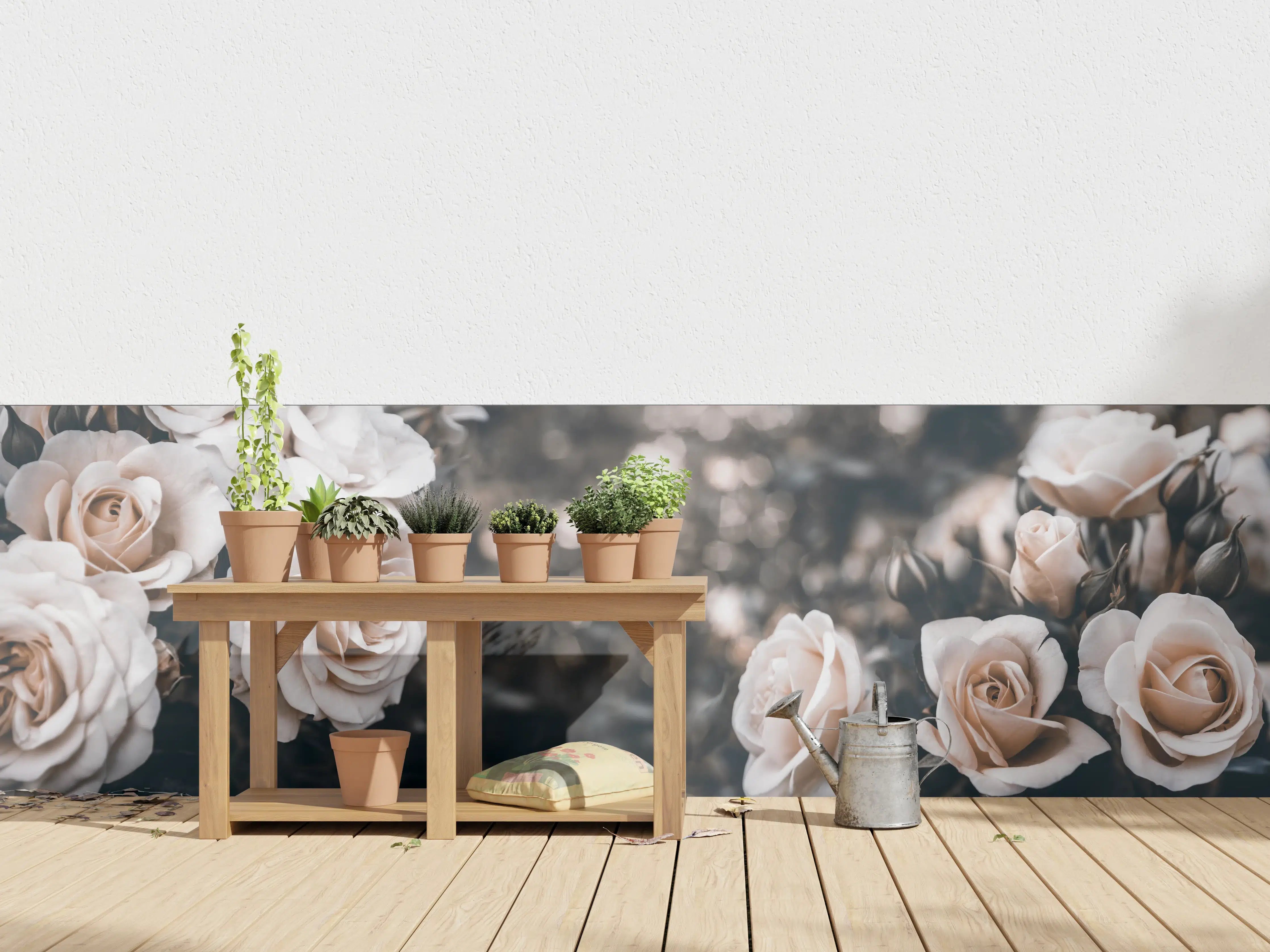 Wandverkleidung außen - Weisse Pastell- Rosen - Fine Art