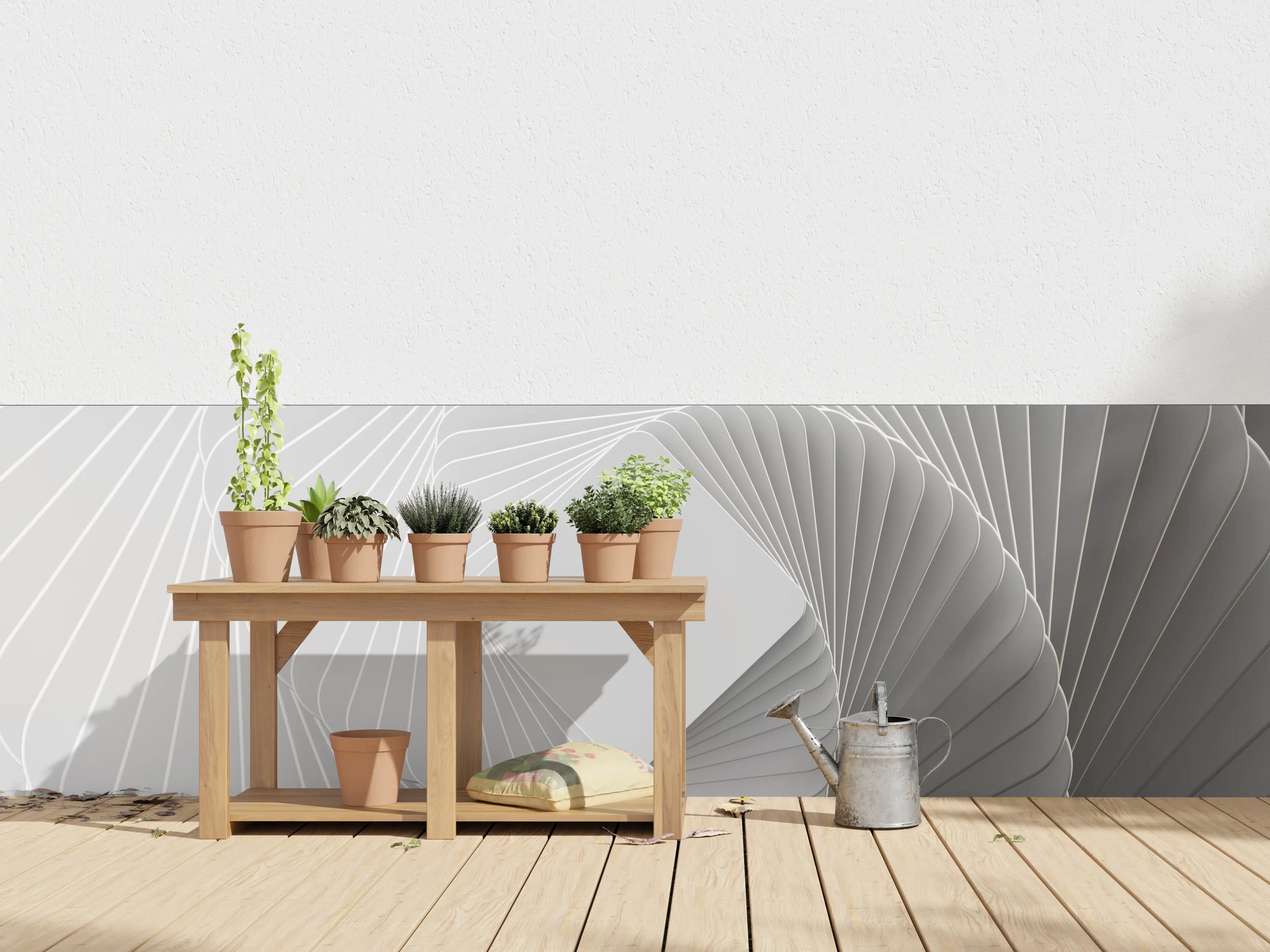 Wandverkleidung außen - Weiße Quadrate - Illusion