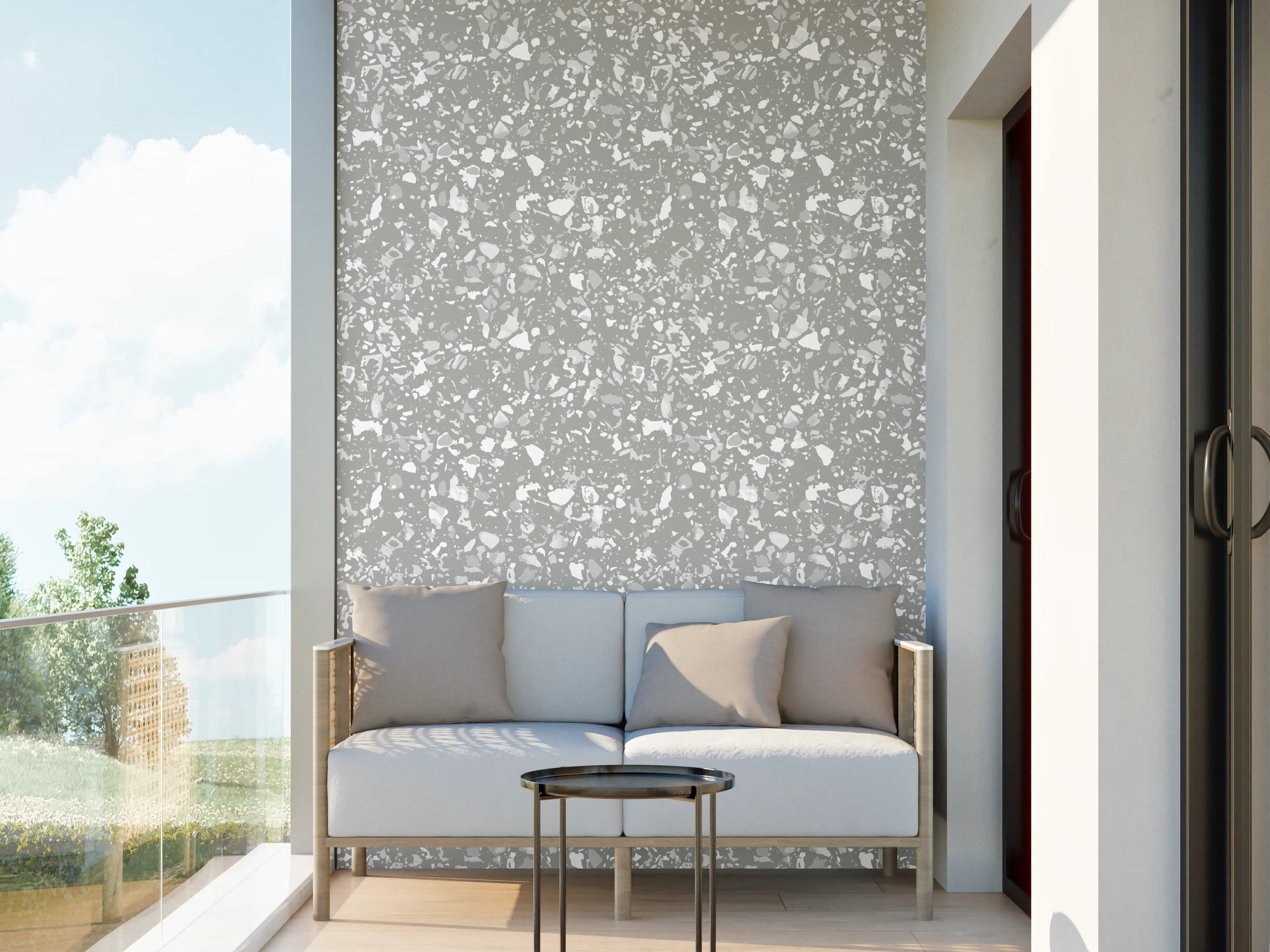 Wandverkleidung außen - Weiße & Graue Terrazzo-Optik