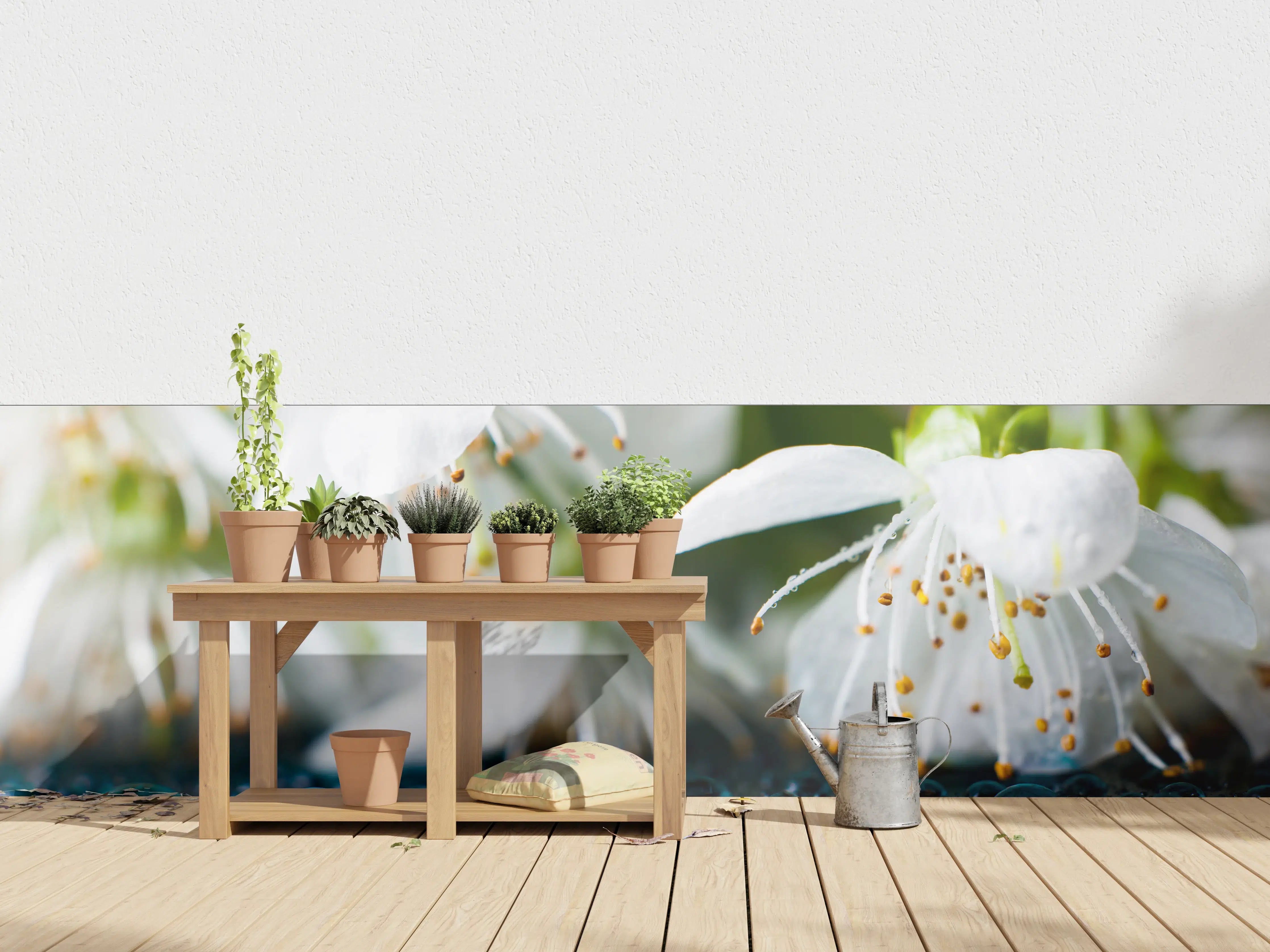 Wandverkleidung außen - Weiße blühende Frühlingsblumen