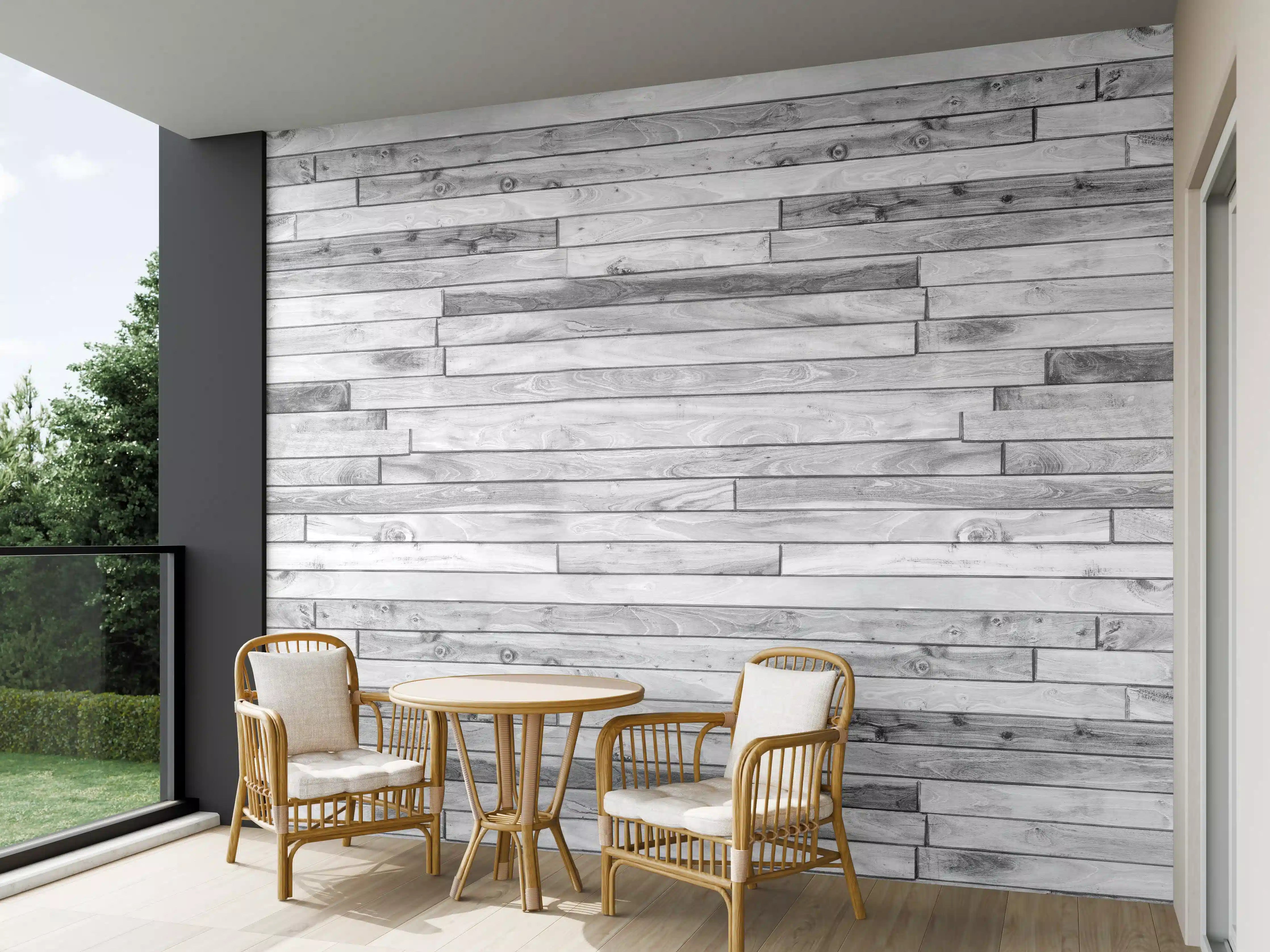 Wandverkleidung außen - Weiße kleine Kiefernholzstücke