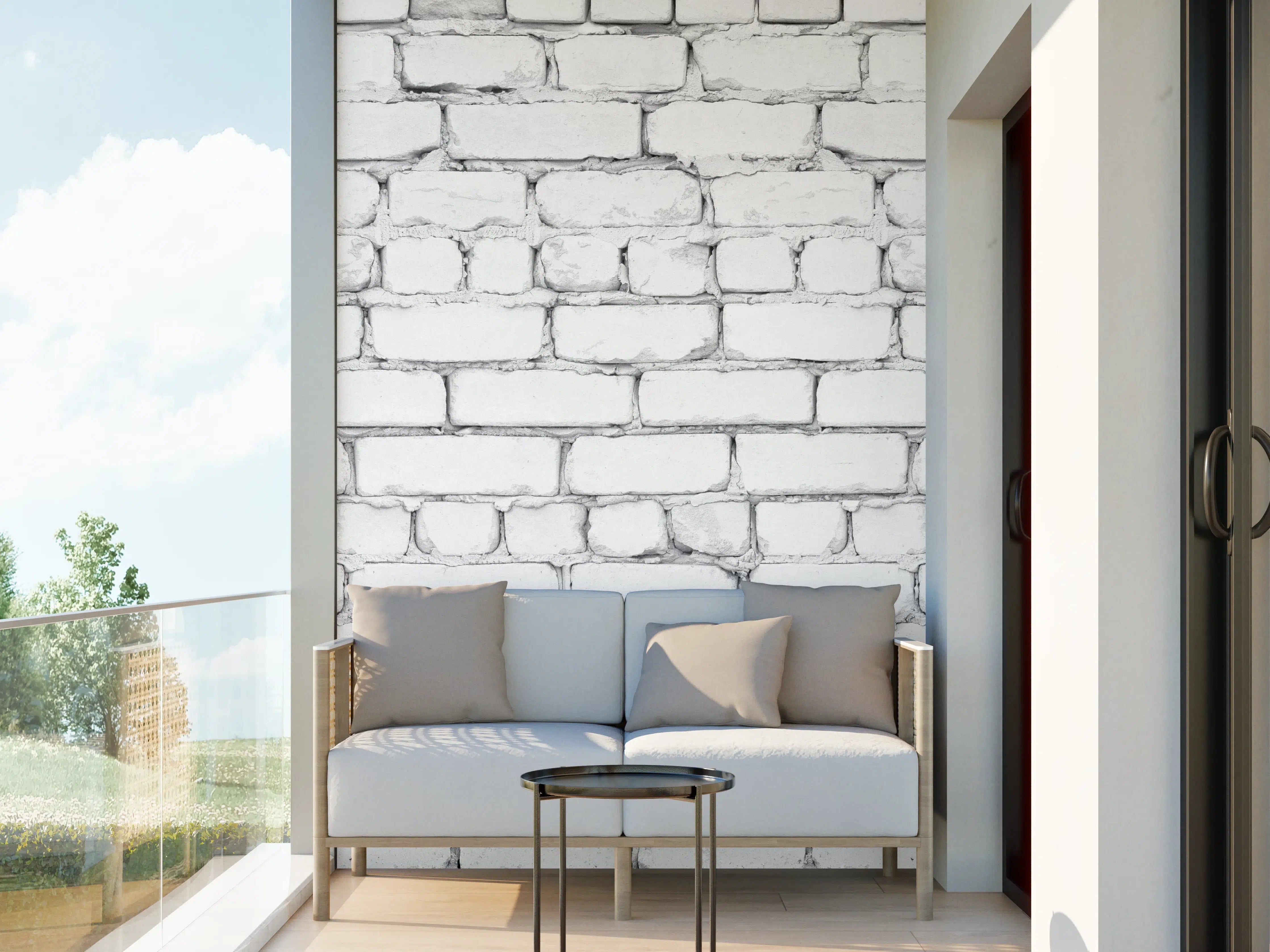 Wandverkleidung außen - Weiße raue Backsteinmauer