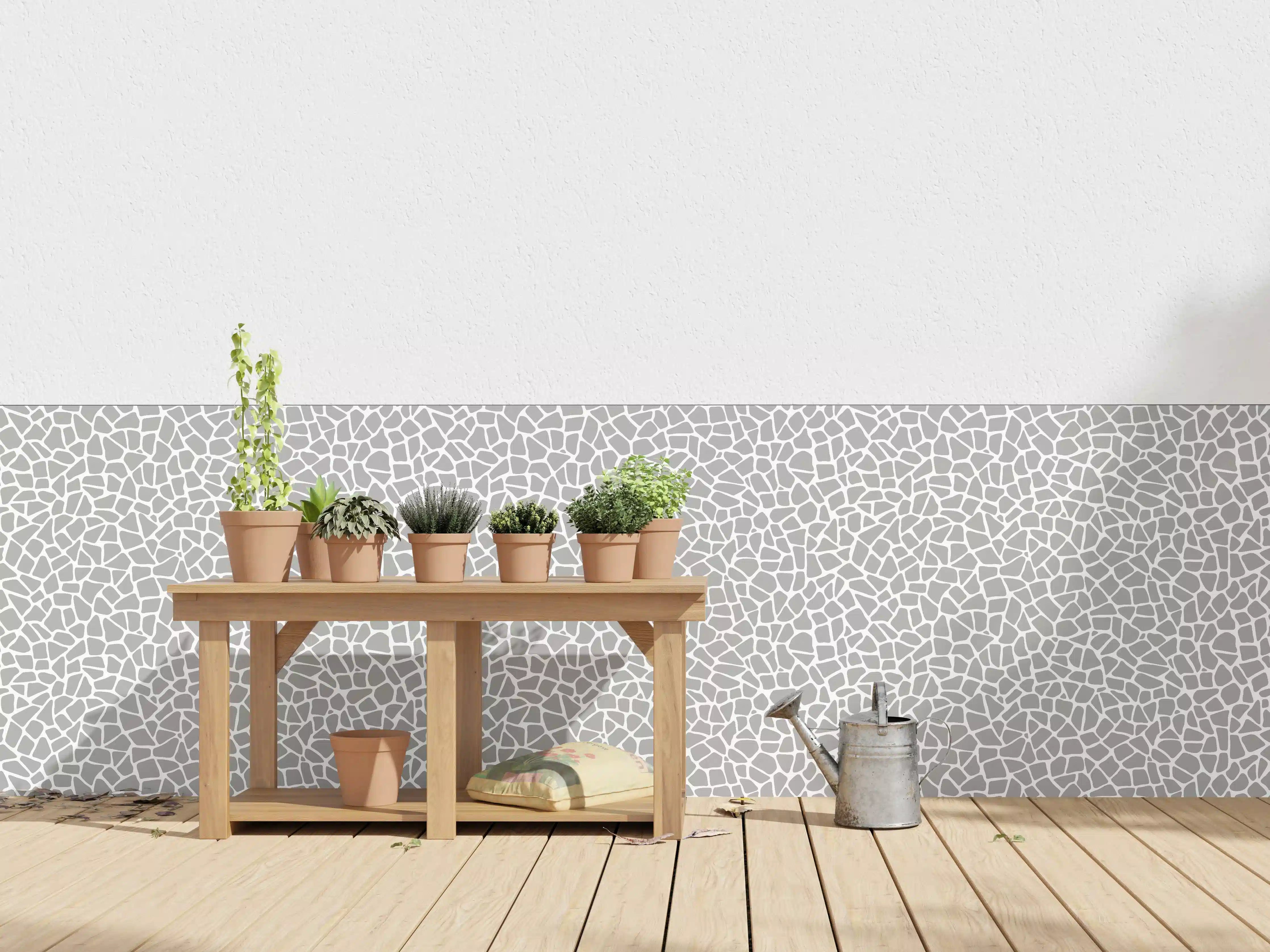 Wandverkleidung außen - Weiße und Graue Mosaik-Struktur