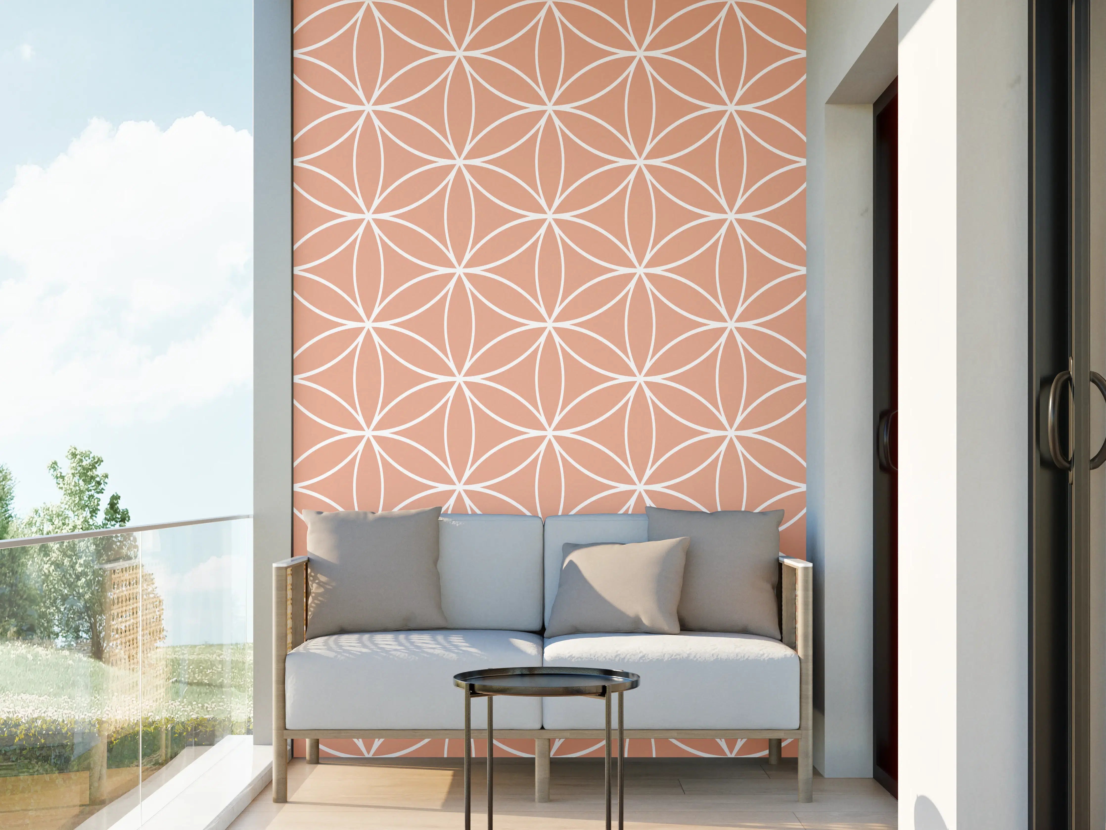 Wandverkleidung außen - Weiße und graue geometrische Fliese