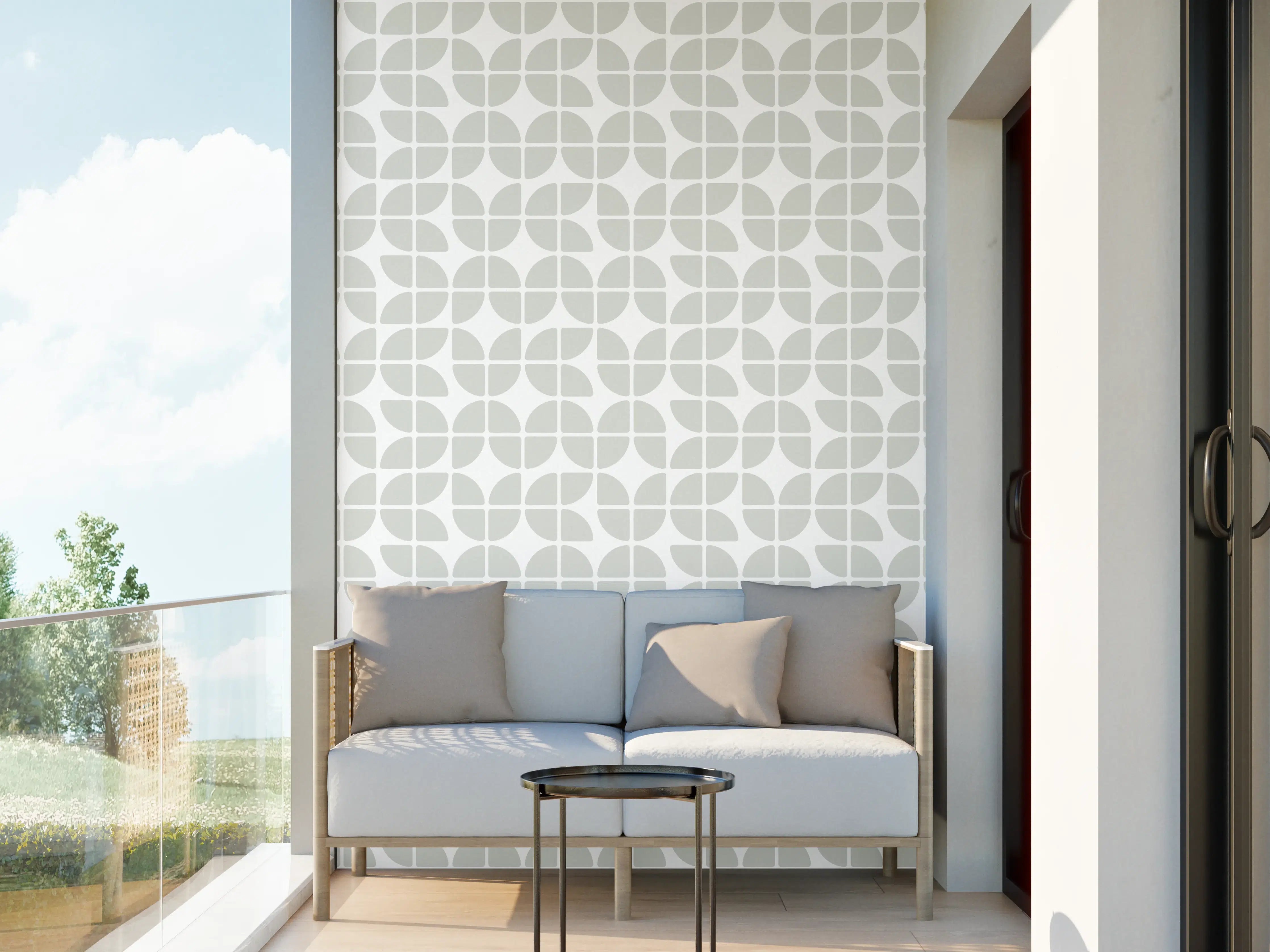 Wandverkleidung außen - Weiße, elegante Fliesen mit grauem Muster