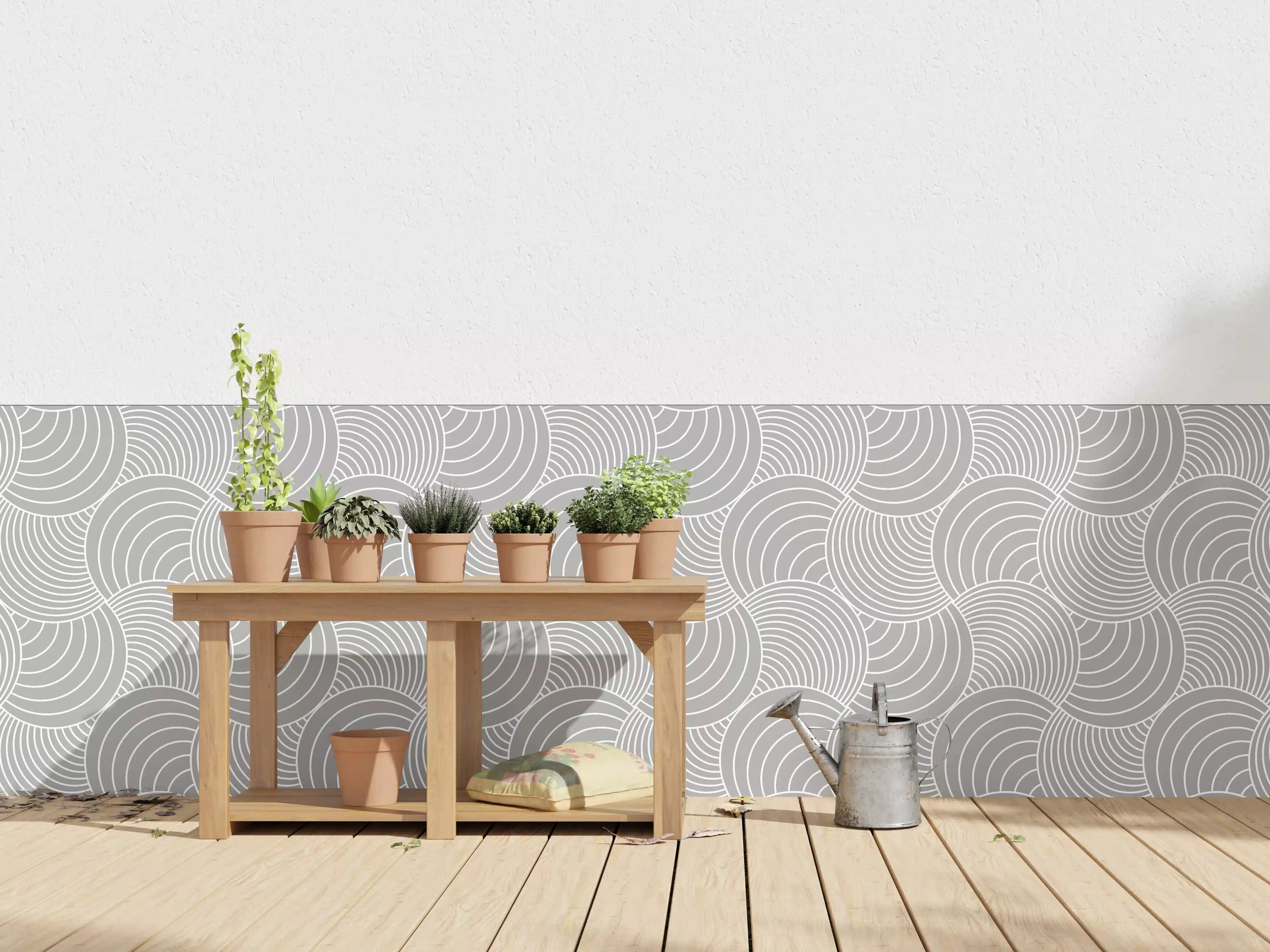 Wandverkleidung außen - Weiße, graue Wellenmuster-Textur