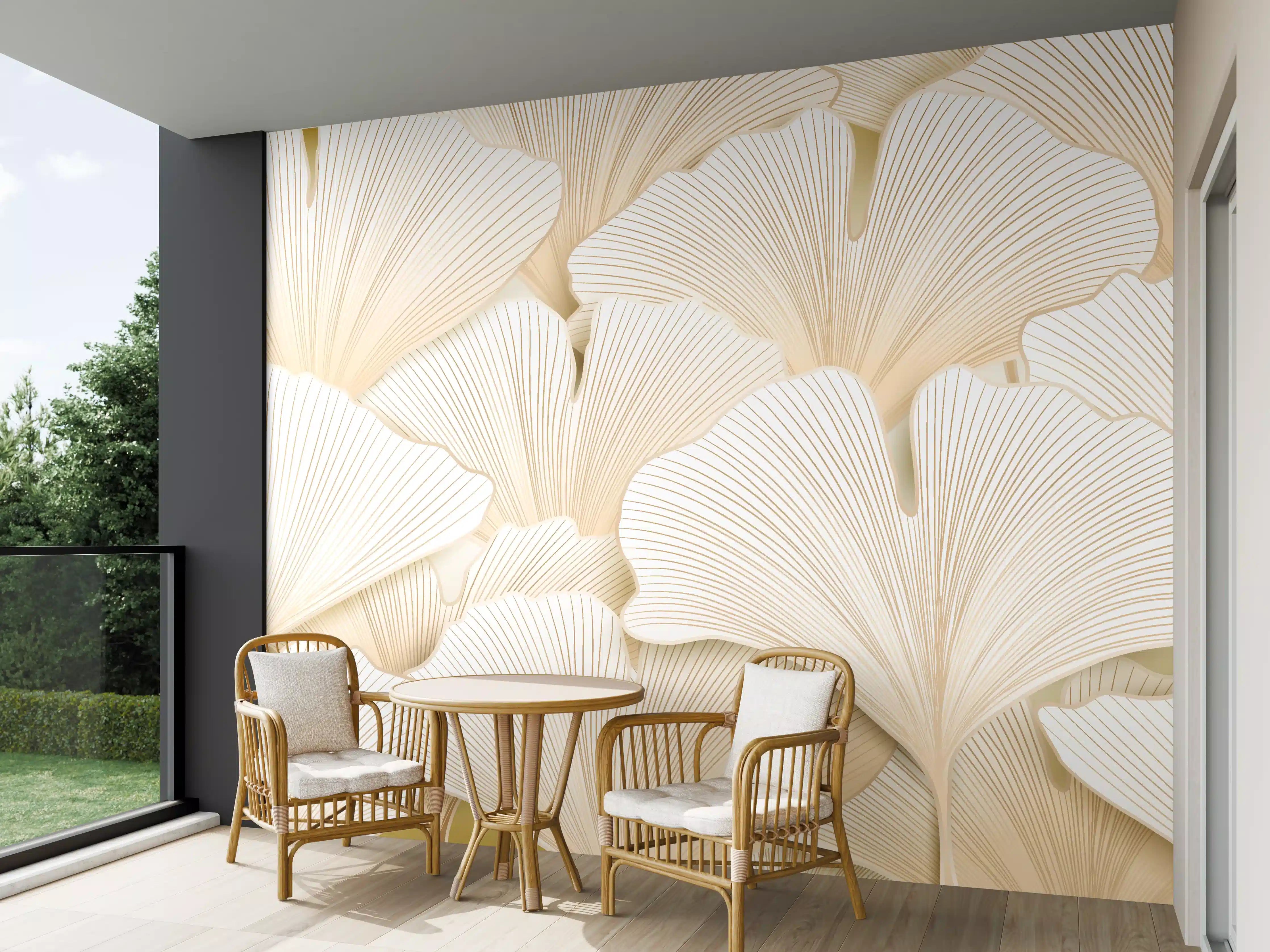 Wandverkleidung außen - Weißer Ginkgo-Stil Dekor
