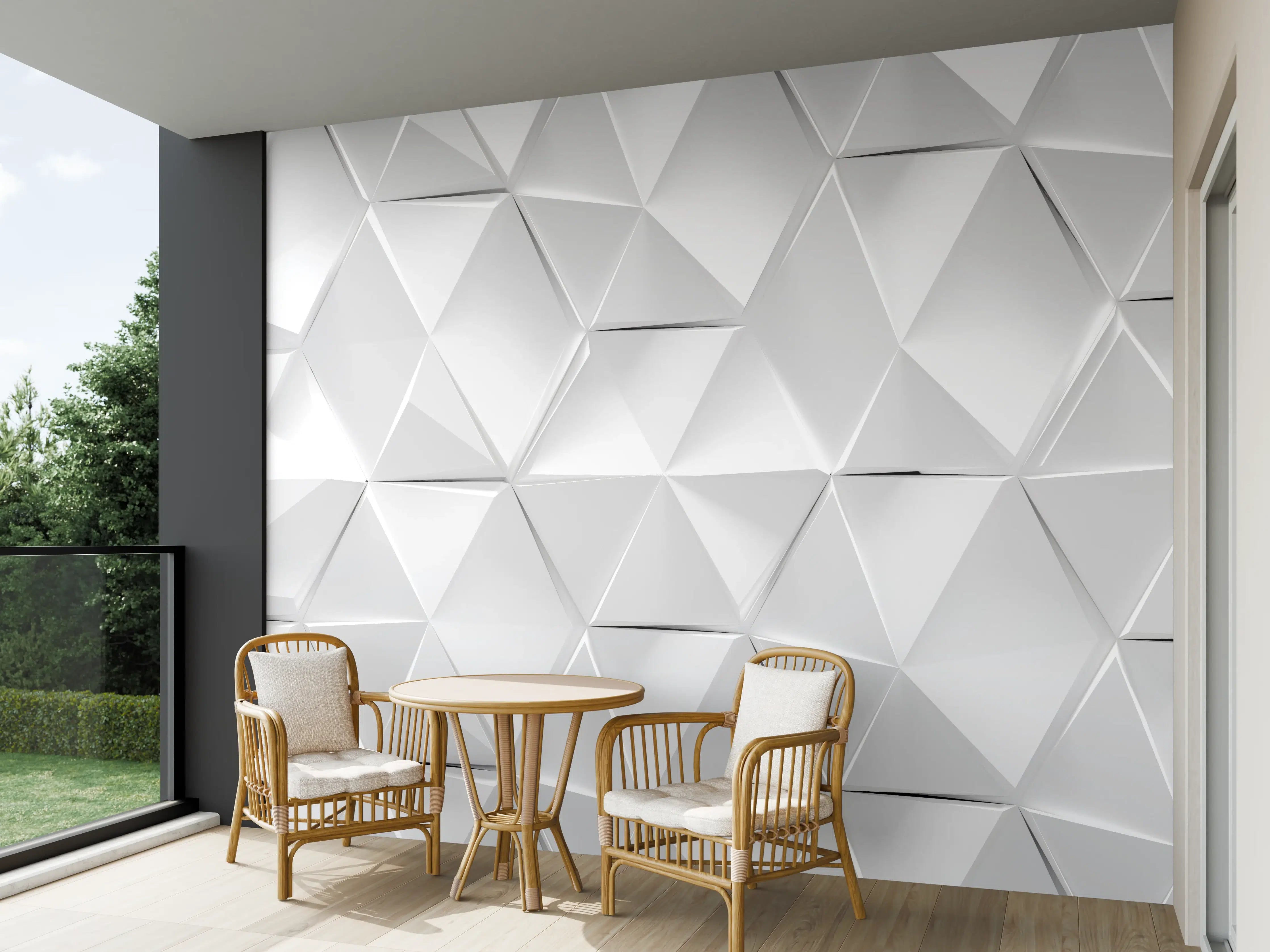 Wandverkleidung außen - Weißer futuristischer Hintergrund