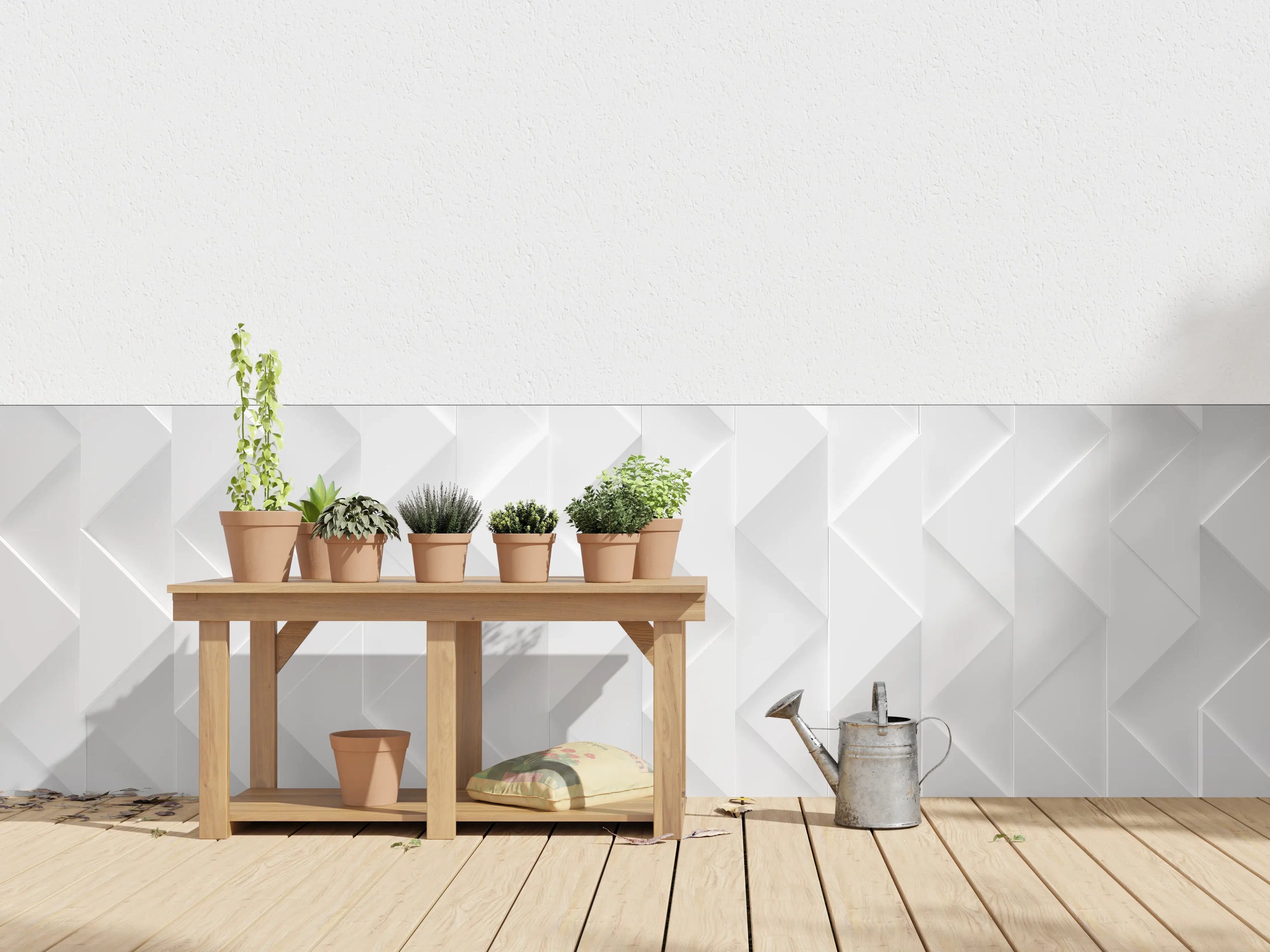 Wandverkleidung außen - Weißes futuristisches Muster