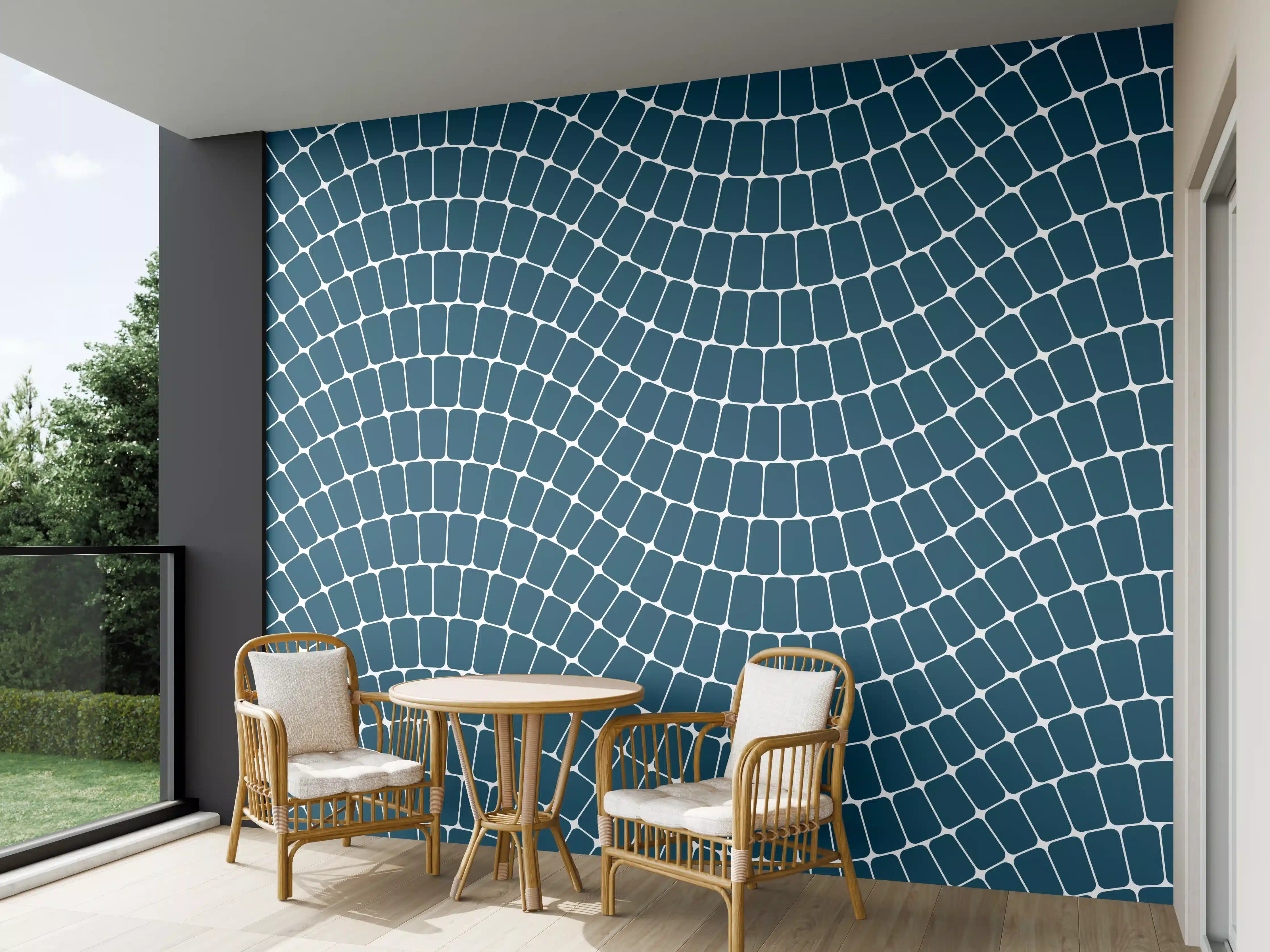 Wandverkleidung außen - Wellenmuster in Blau mit zarten Grautönen