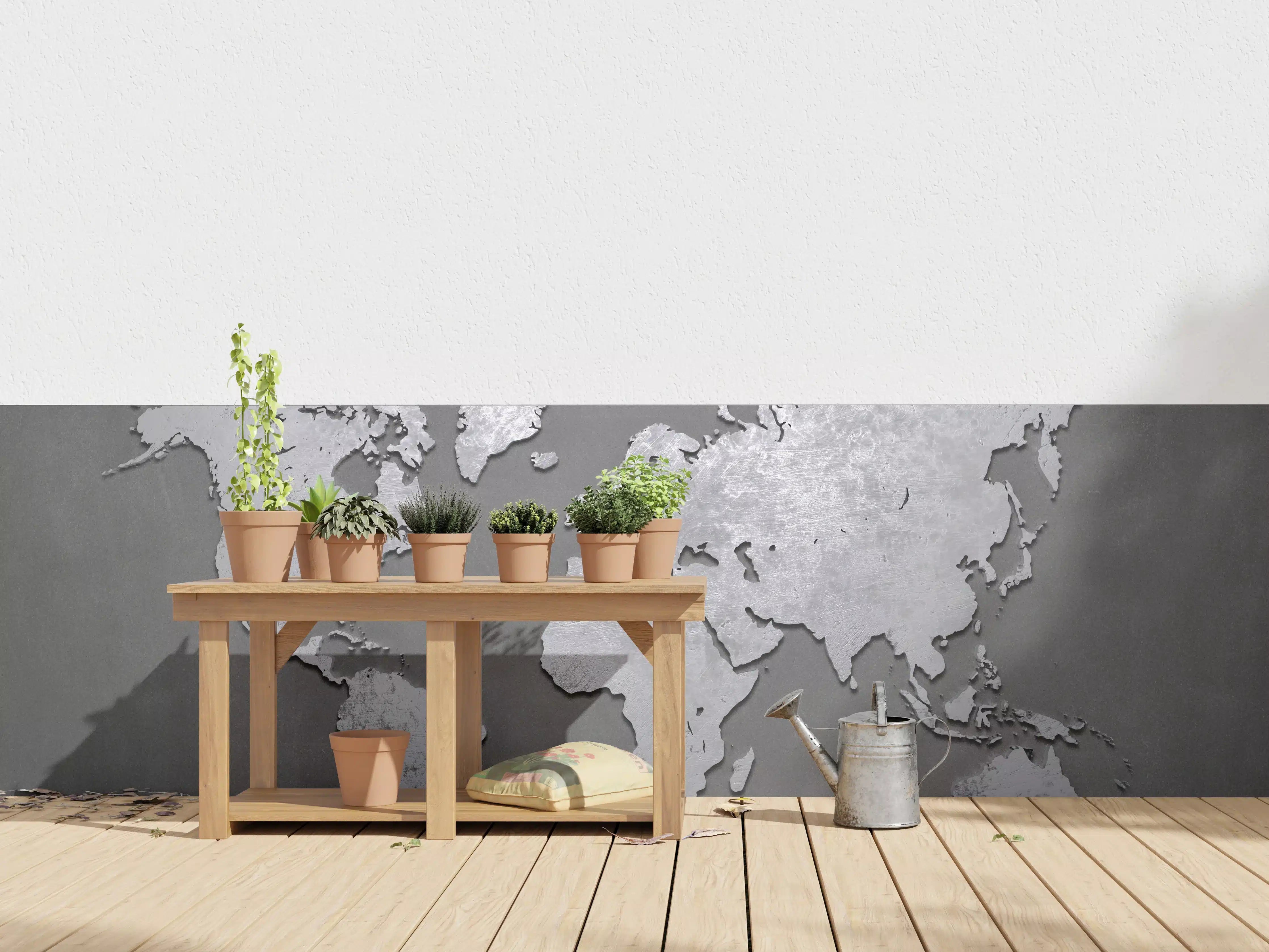 Wandverkleidung außen - Weltkarte aus Metall