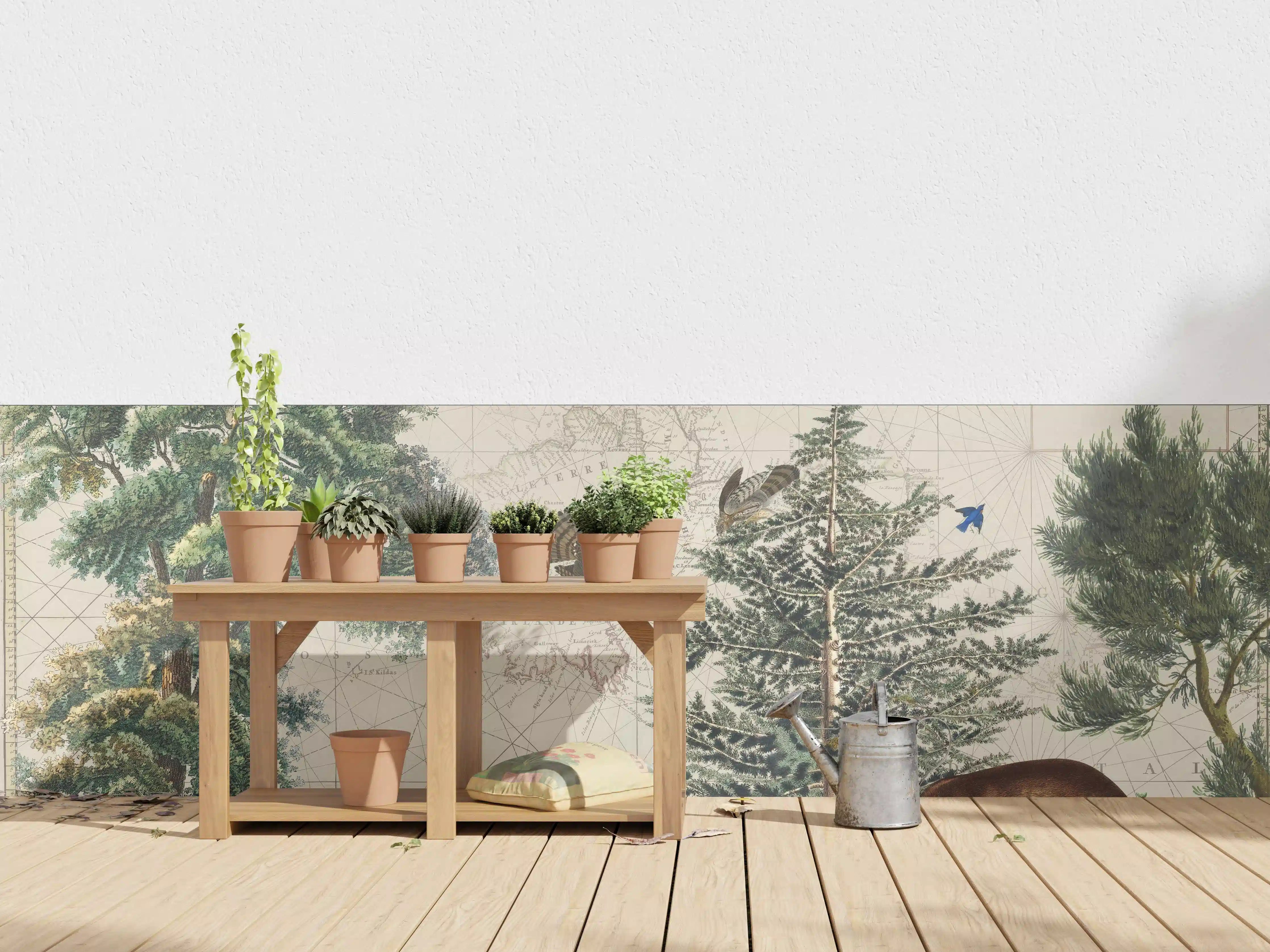 Wandverkleidung außen - Weltkarte mit tropischem Wald