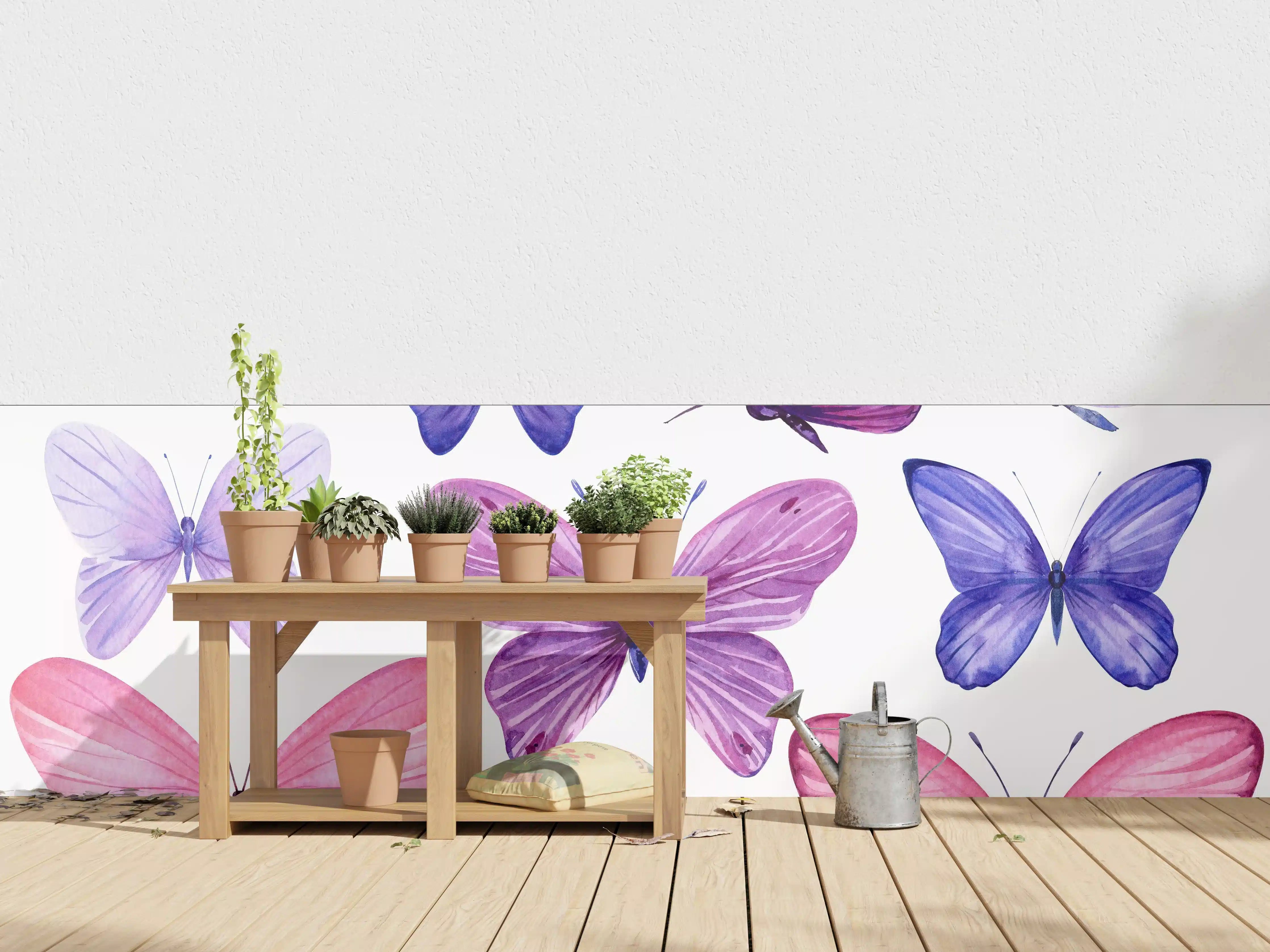 Wandverkleidung außen - Wunderschöne Schmetterlinge auf weißem Hintergrund