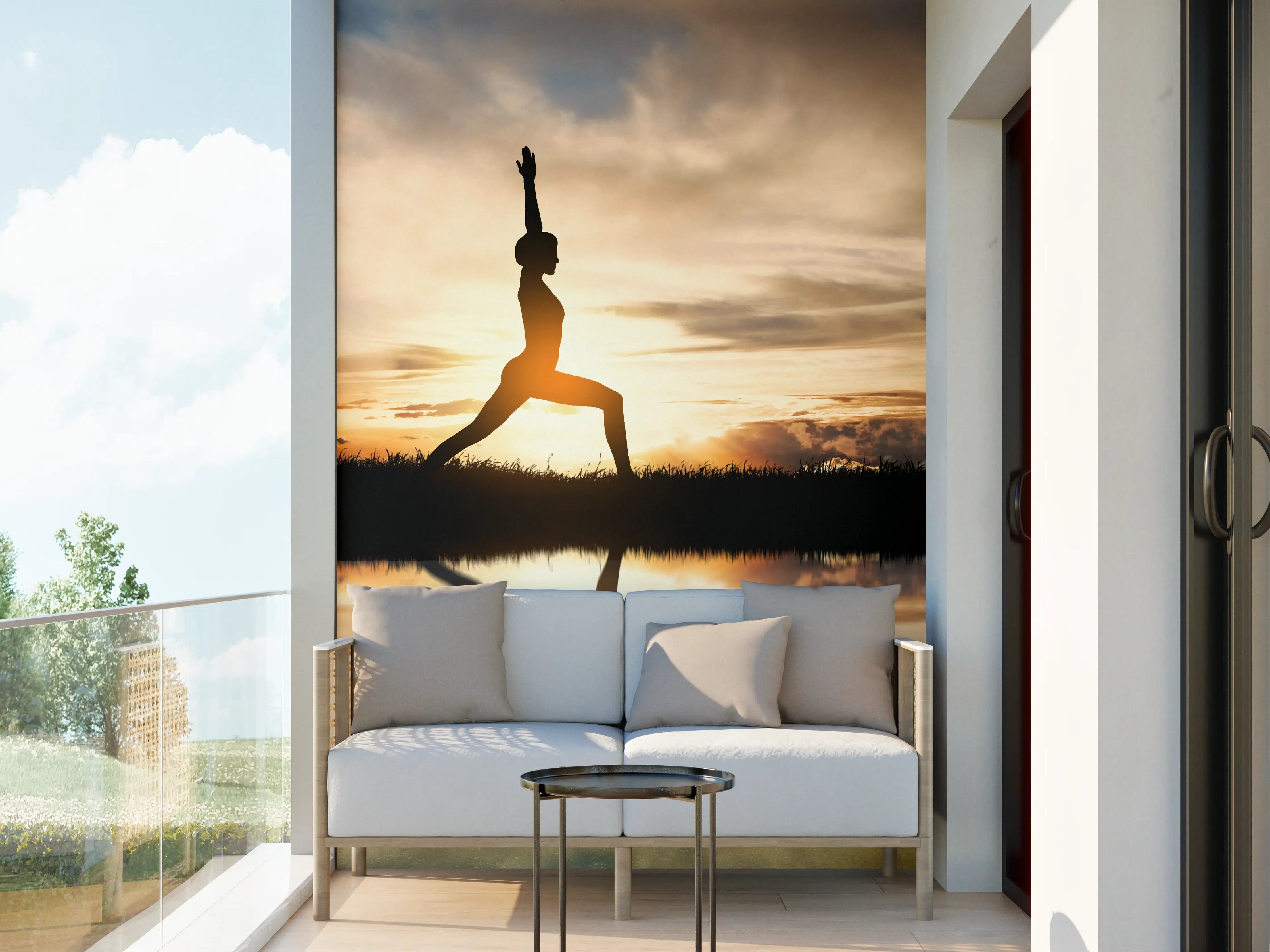 Wandverkleidung außen - Yoga praktizierendes Mädchen