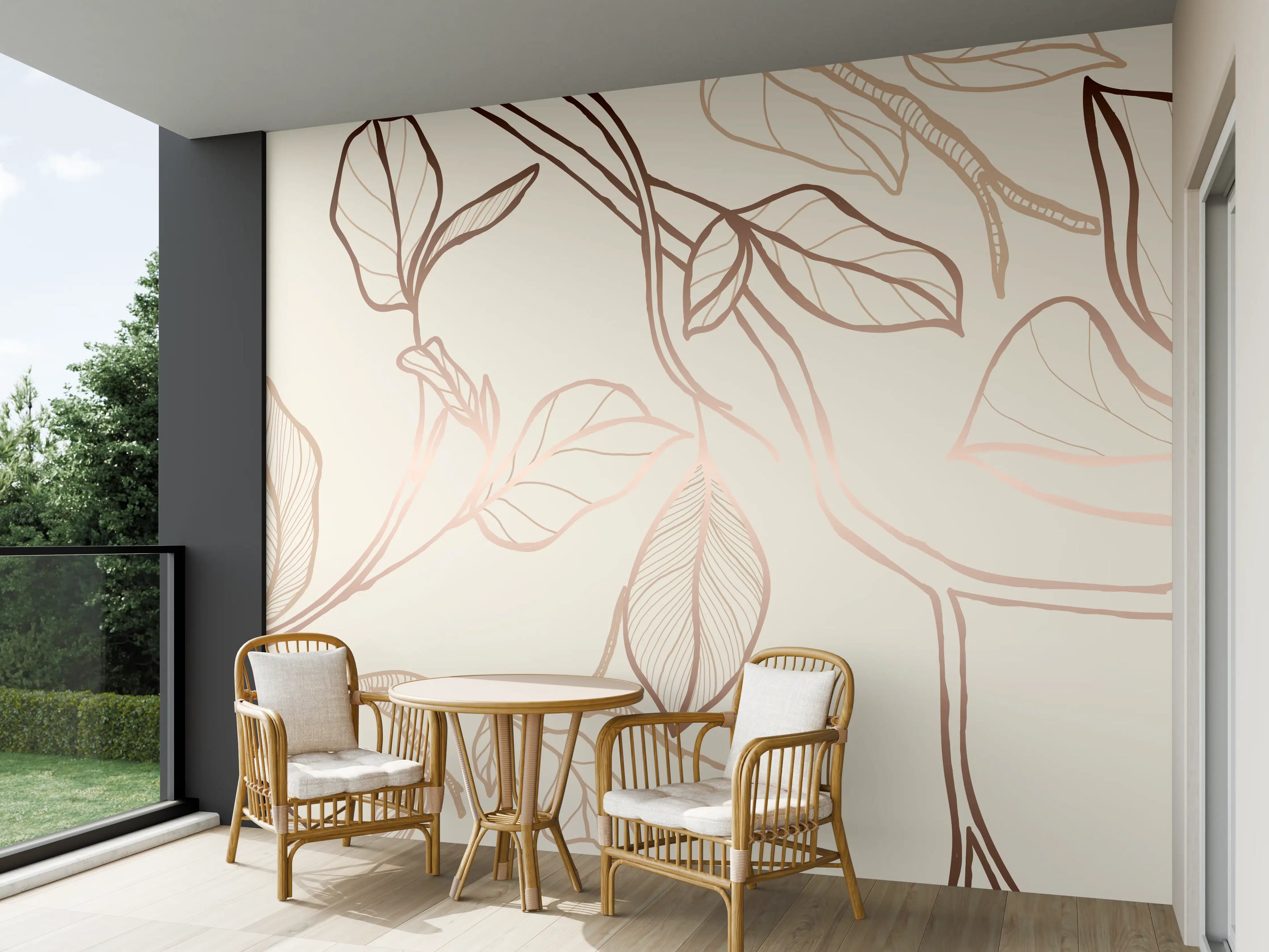 Wandverkleidung außen - Zarte Blumenzeichnung Beige
