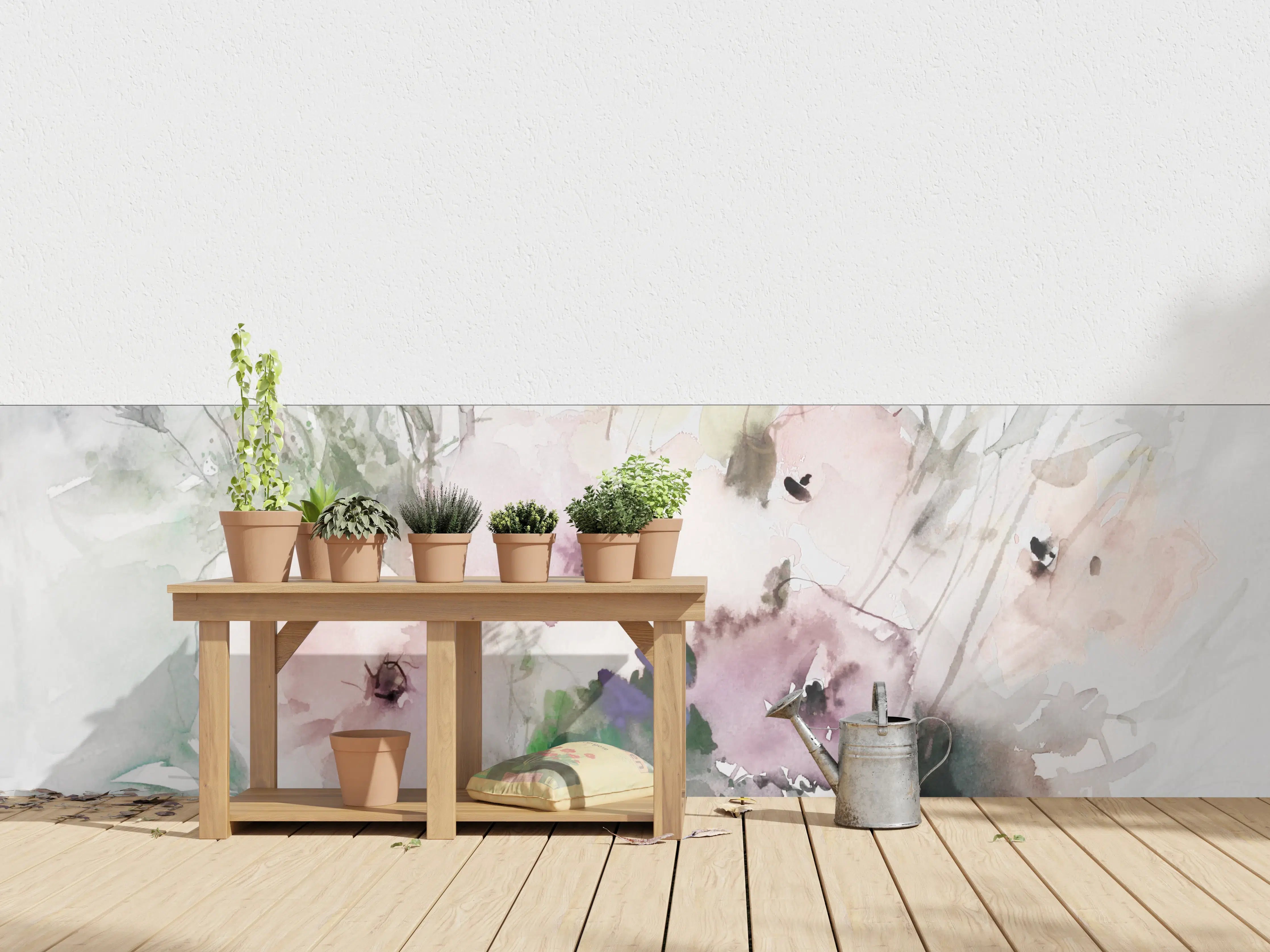Wandverkleidung außen - Zarte Grauweiß-Blumen in Aquarell
