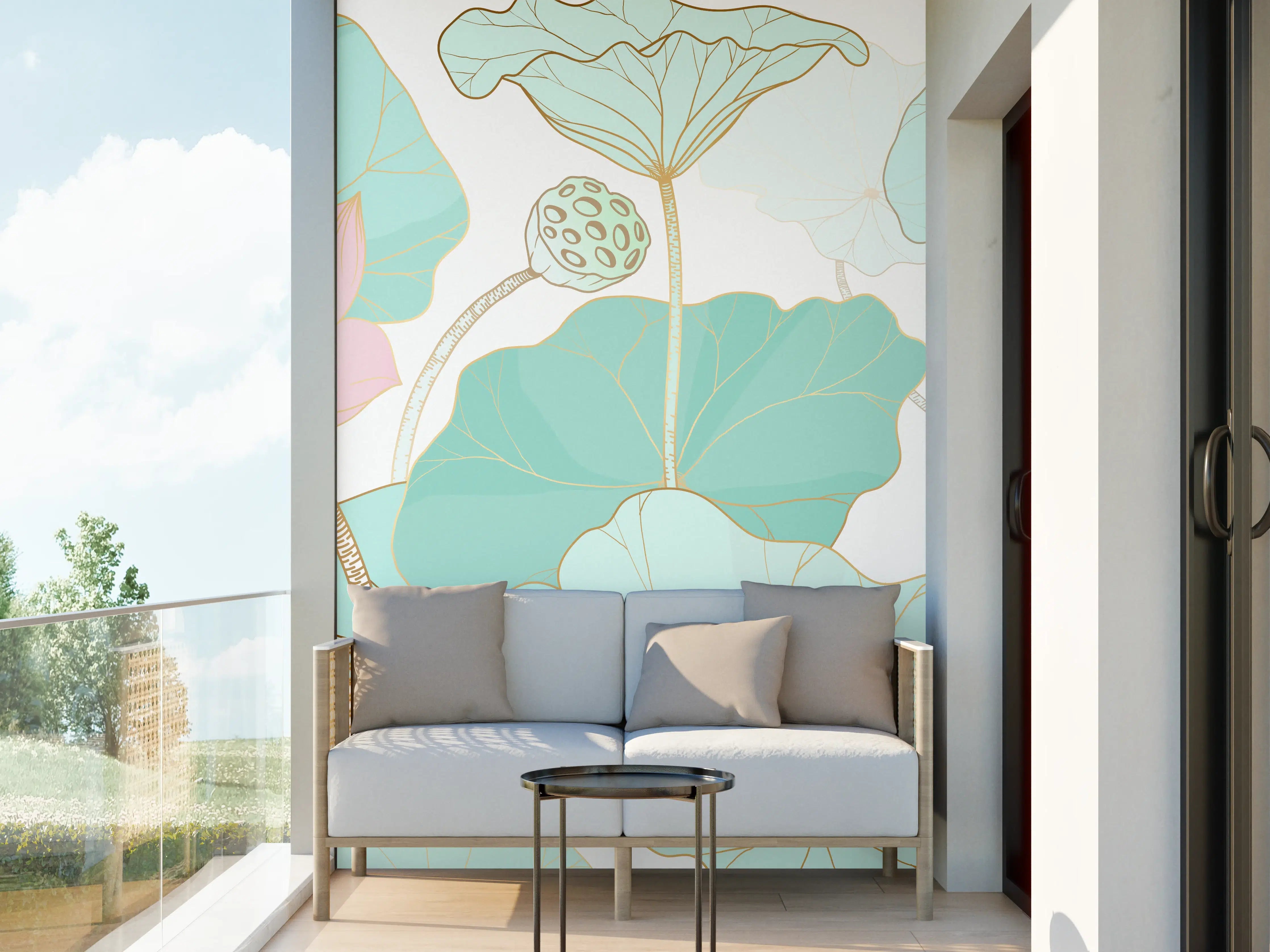 Wandverkleidung außen - Zarte Lotusblüten Pastellfarben