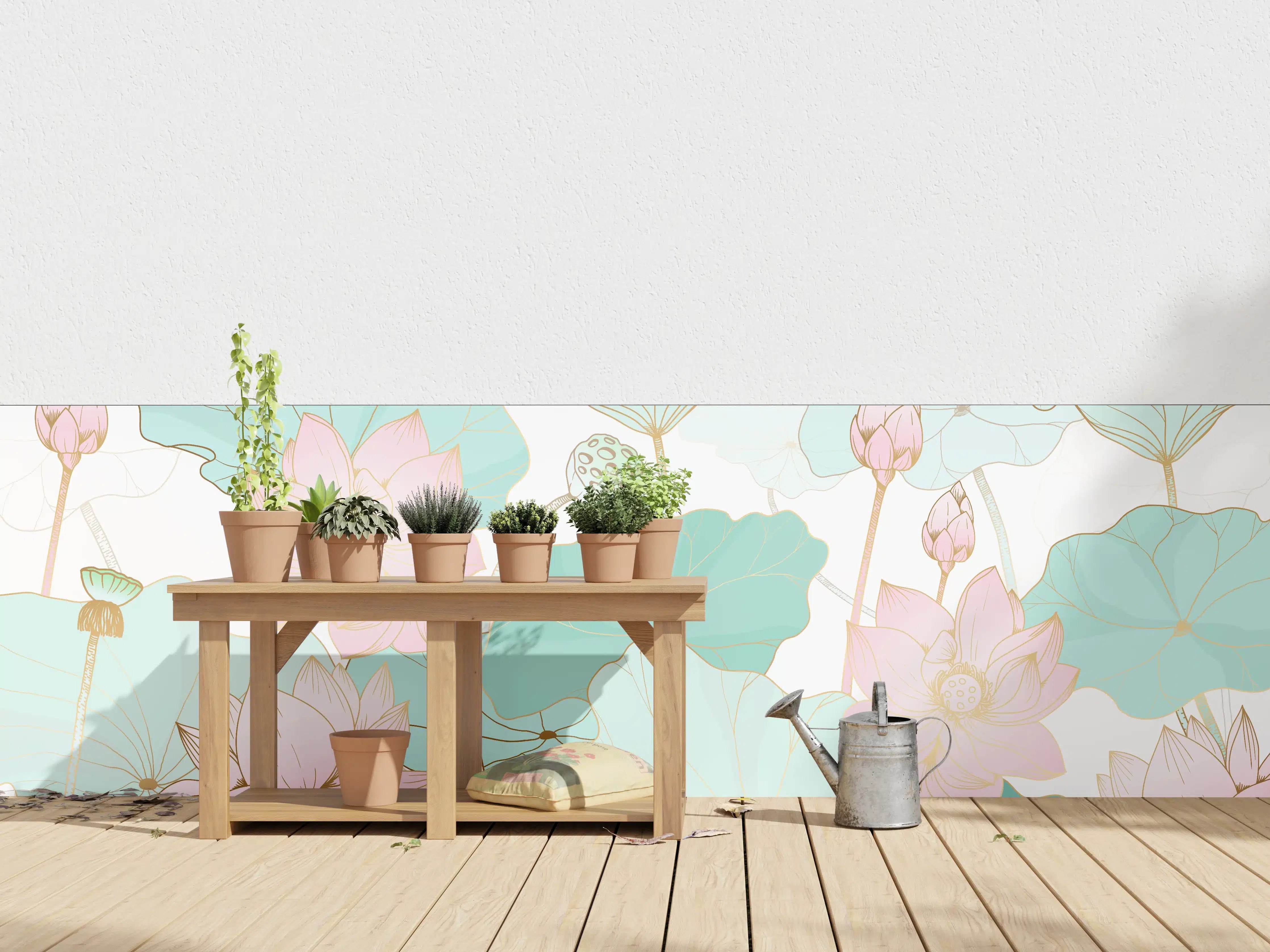 Wandverkleidung außen - Zarte Lotusblüten Pastellfarben