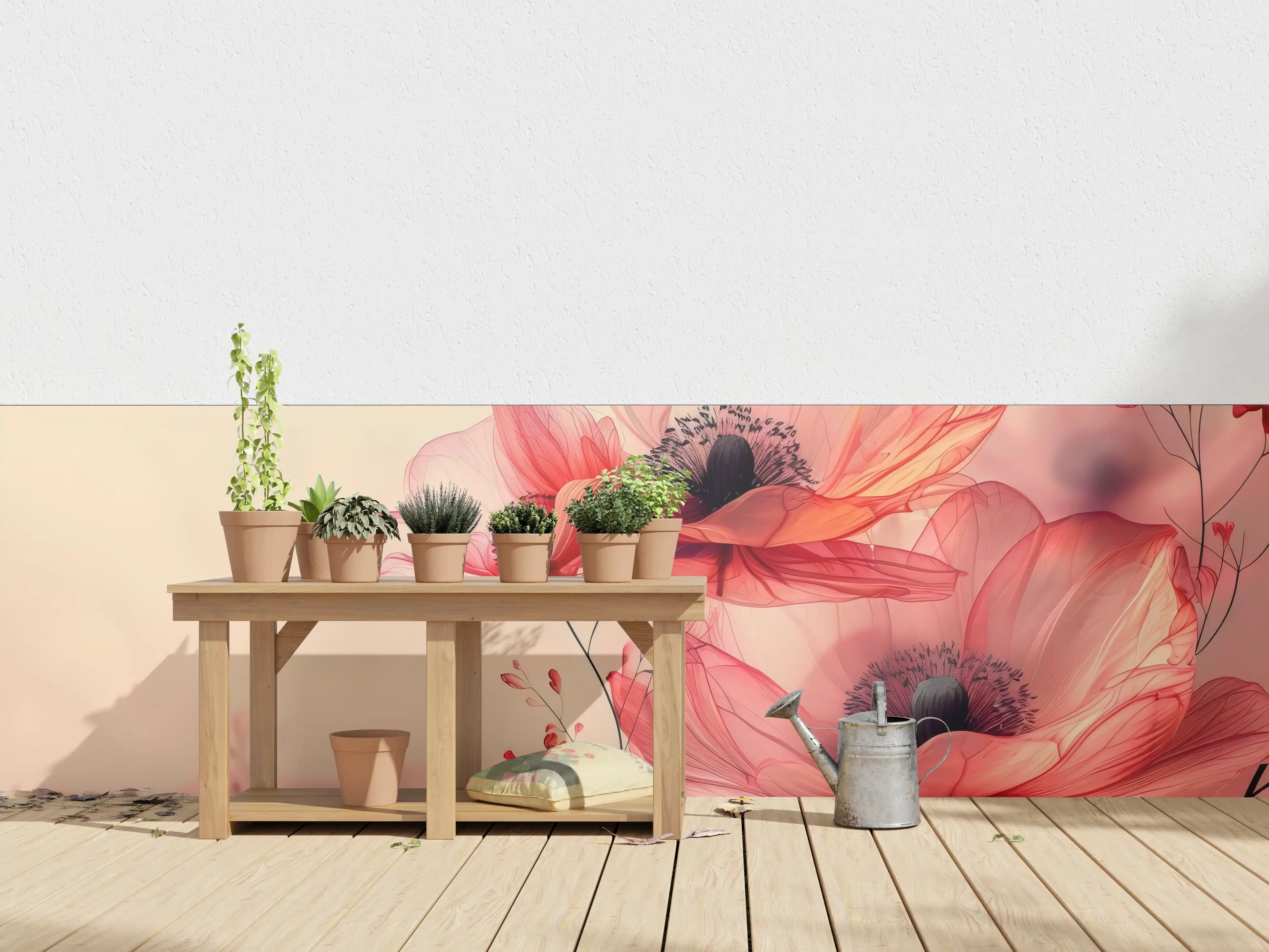 Wandverkleidung außen - Zarte Mohnblüten in Rosa