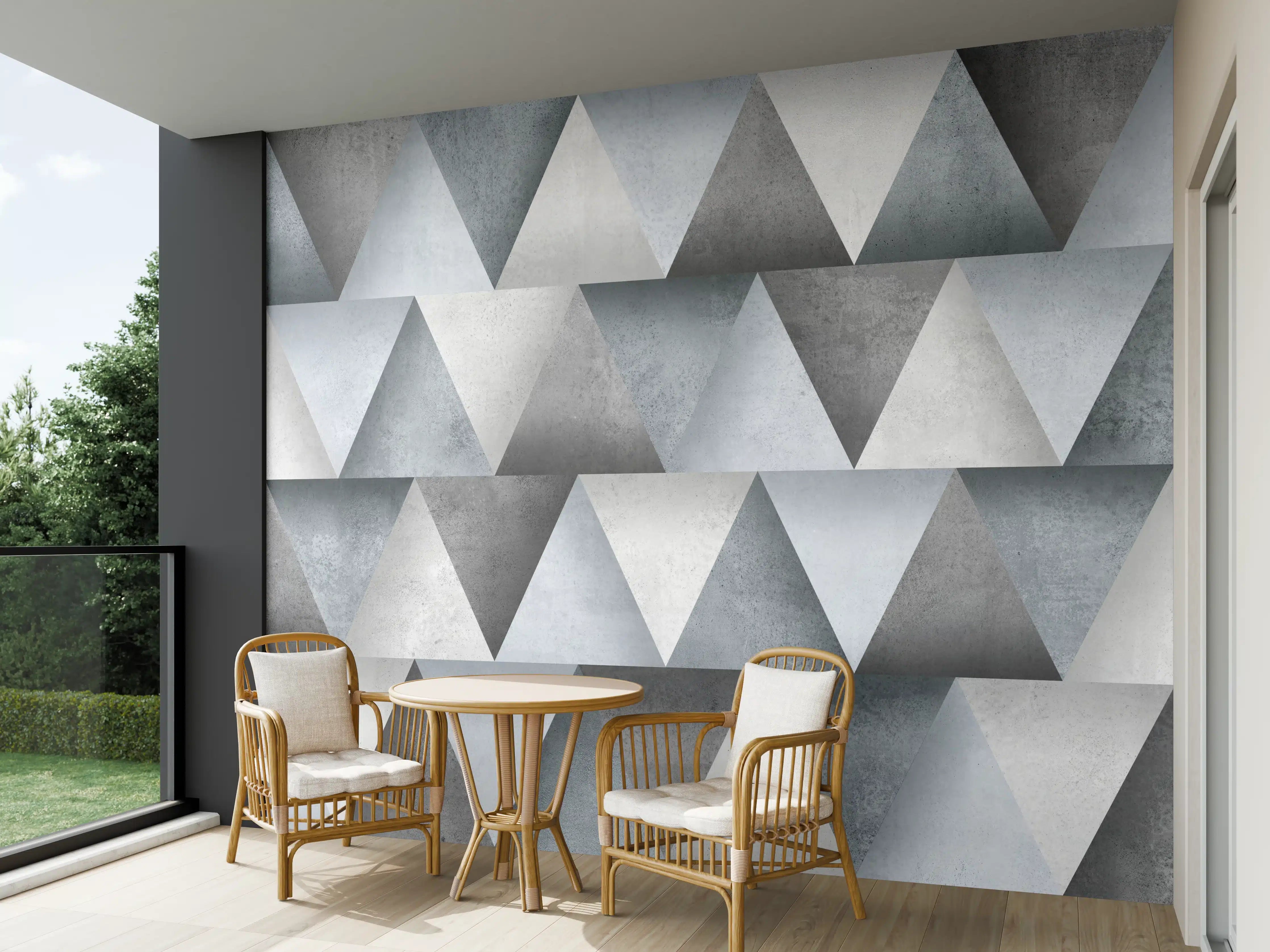 Wandverkleidung außen - Zementstein im Dreiecks Muster