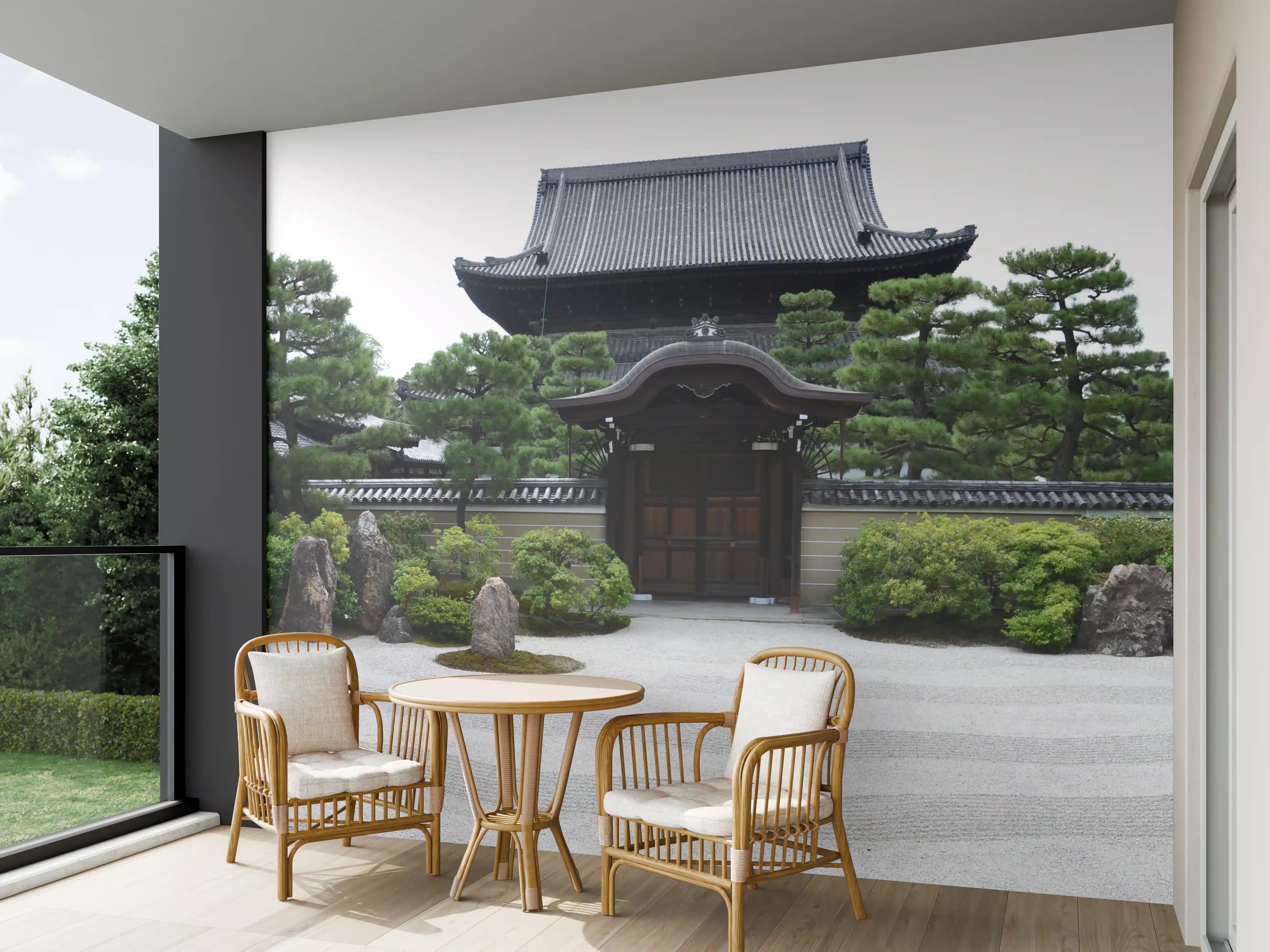 Wandverkleidung außen - Zen-Garten mit traditionellem Tor