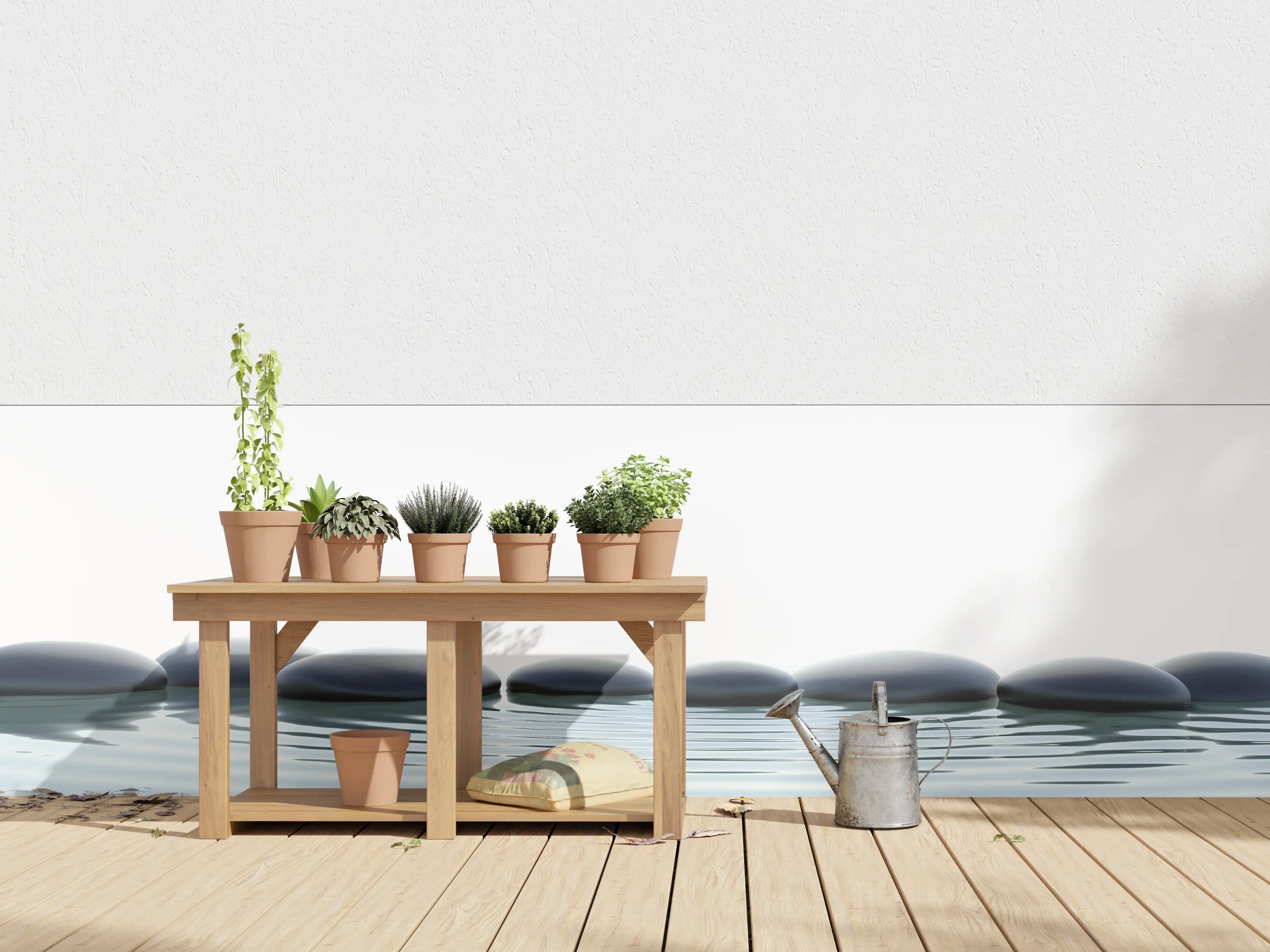 Wandverkleidung außen - Zen-Steine im Wasser mit Wellen