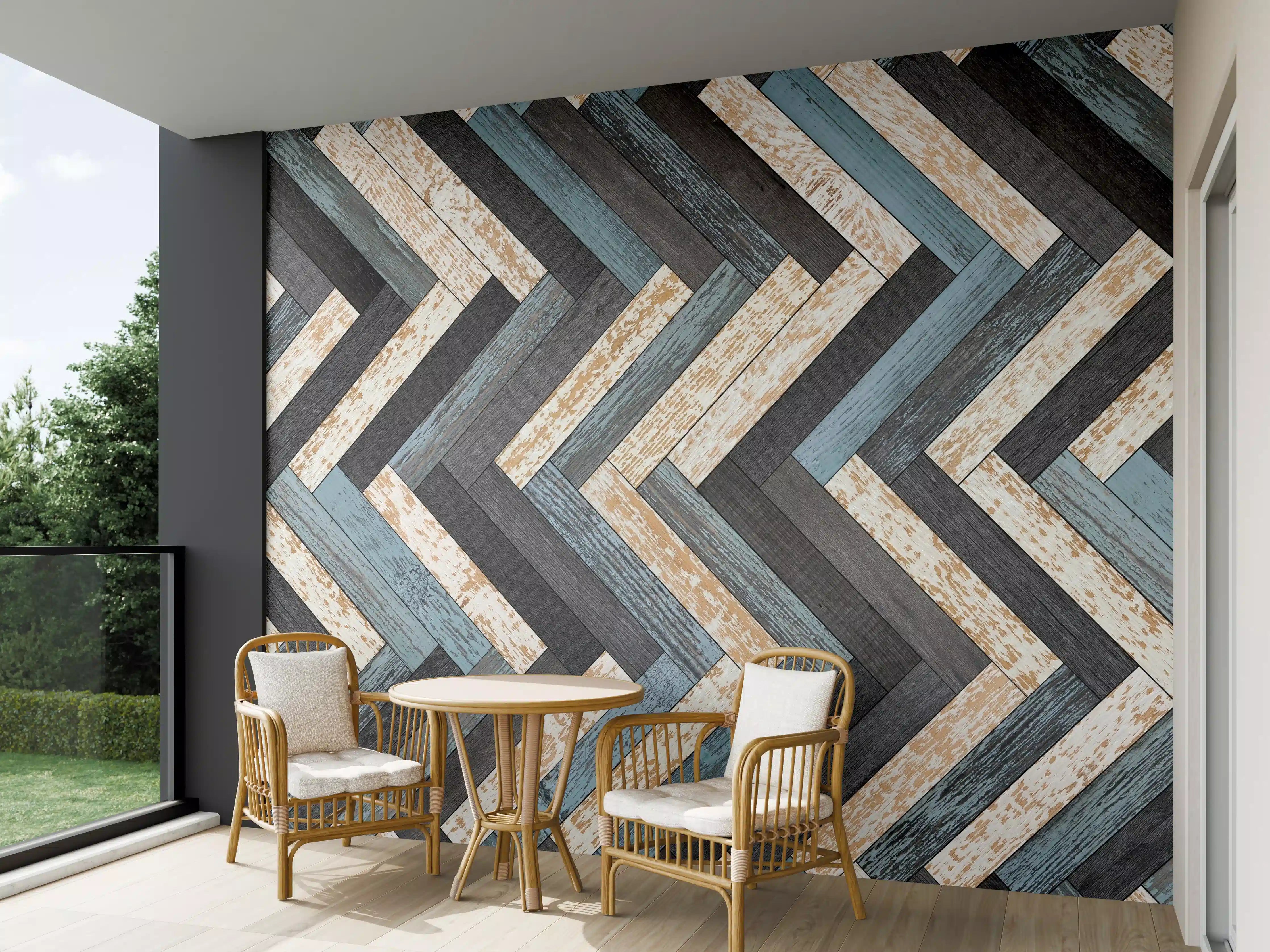 Wandverkleidung außen - Zickzackförmige Holztextur