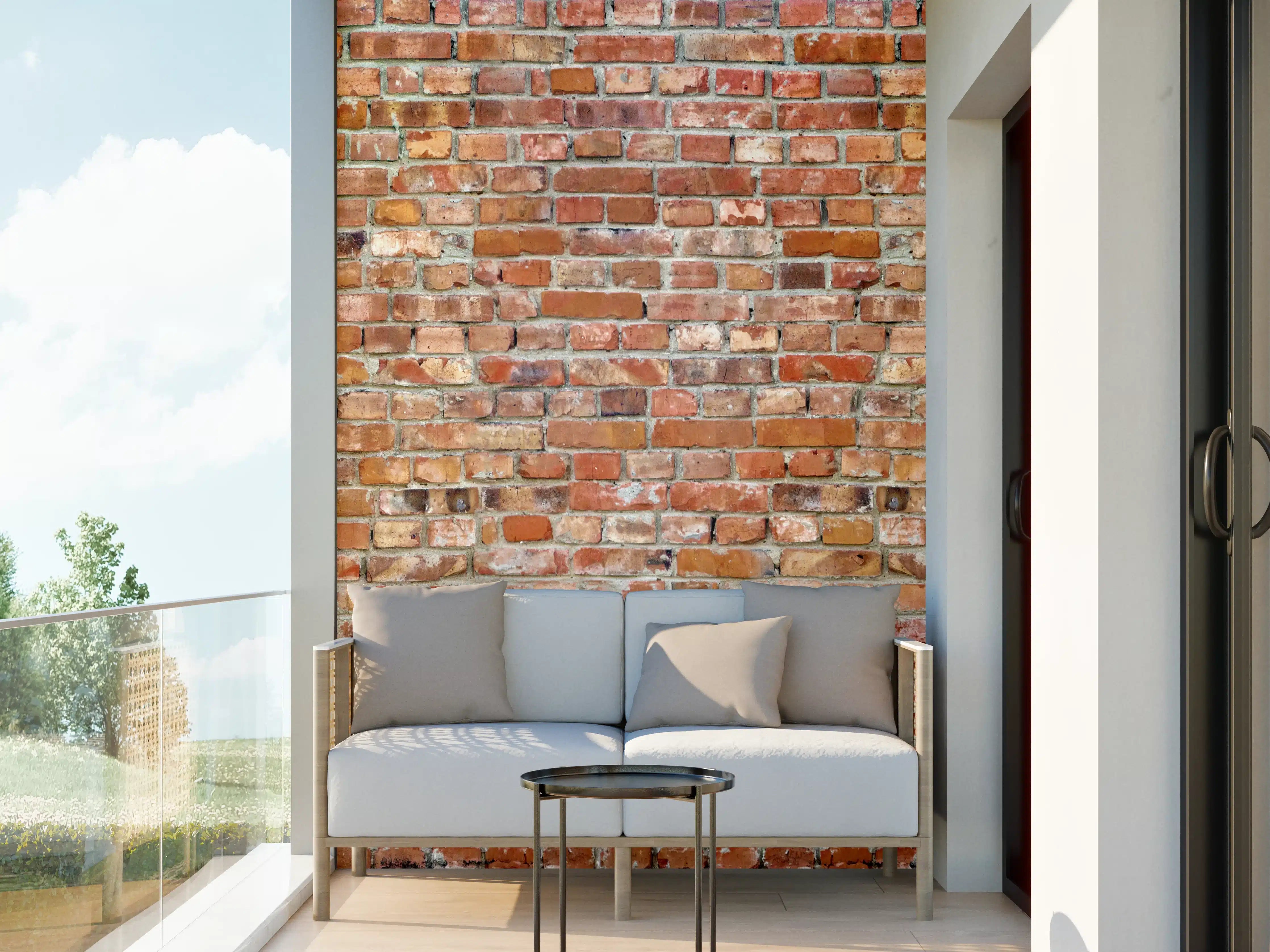 Wandverkleidung außen - Ziegelmauer in roter Farbe