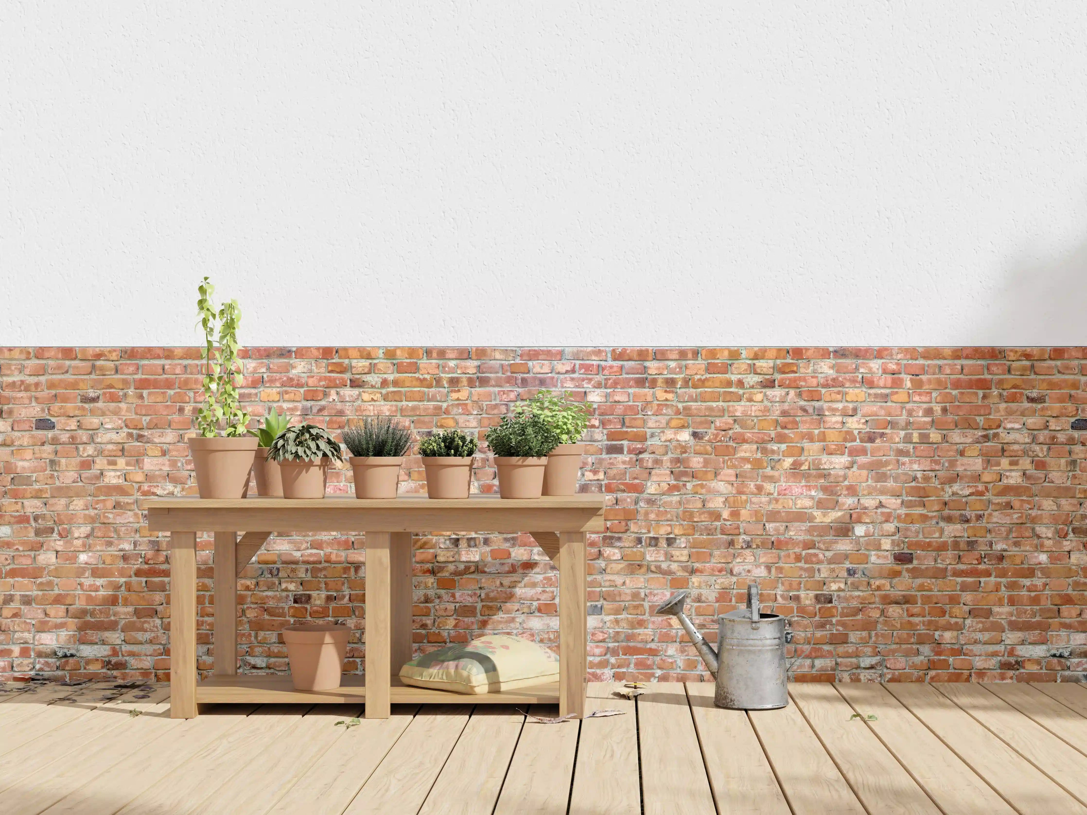 Wandverkleidung außen - Ziegelmauer in roter Farbe