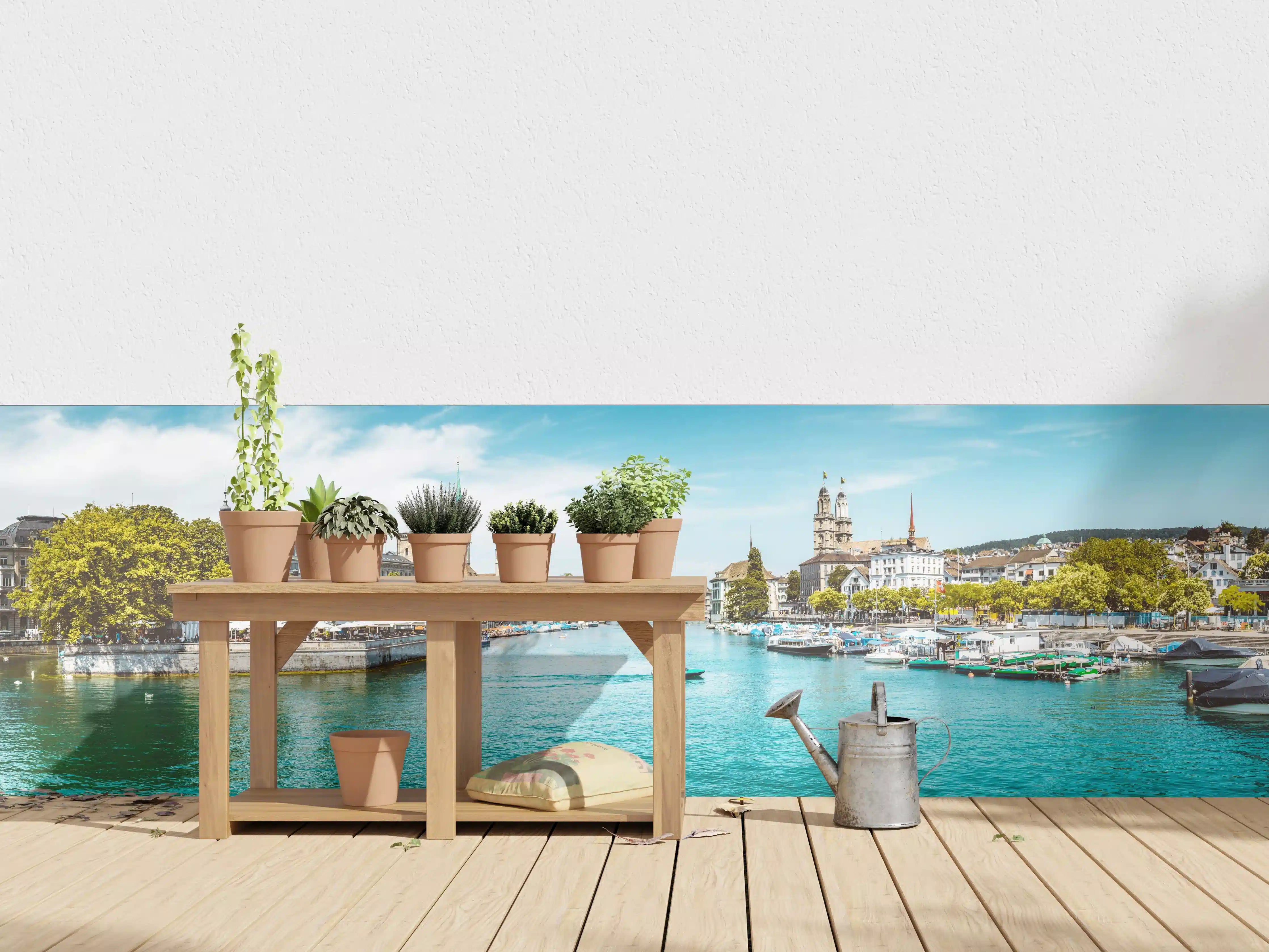 Wandverkleidung außen - Zürich Skyline Panorama mit Fluss Limmat