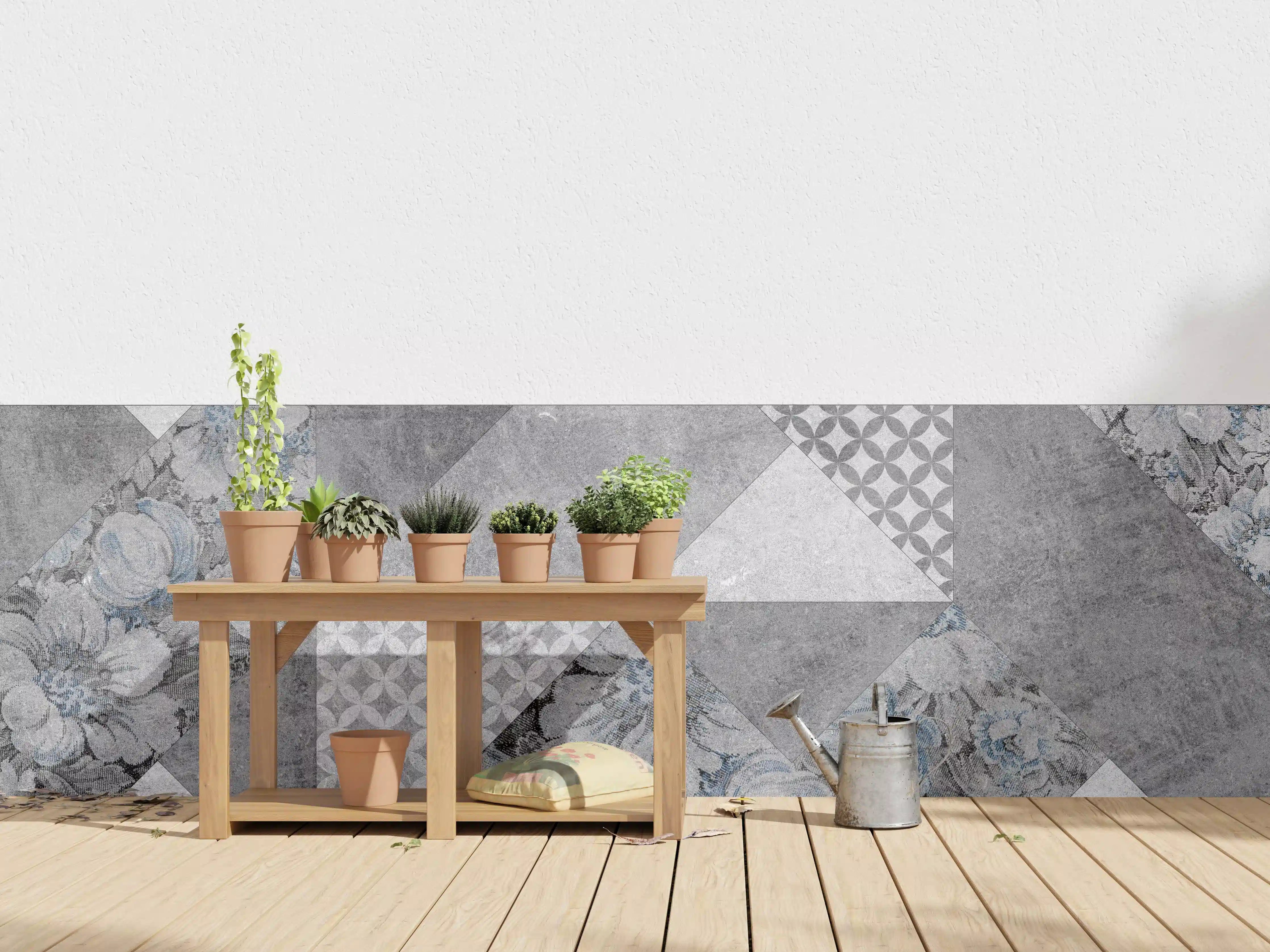 Wandverkleidung außen - abstrakte Blumen und Marmor Textur