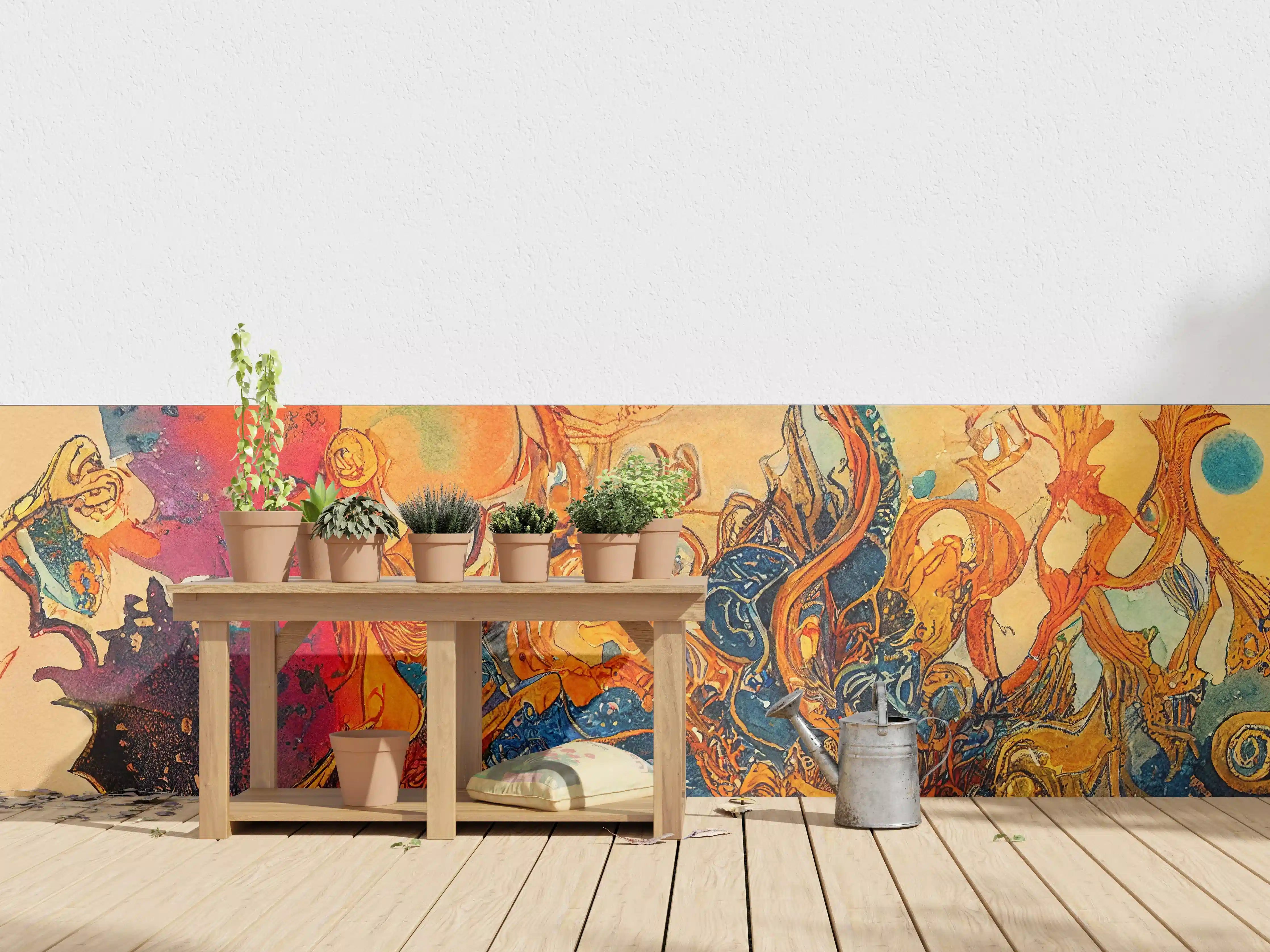 Wandverkleidung außen - abstrakte bunte Aquarell-Design Illustration
